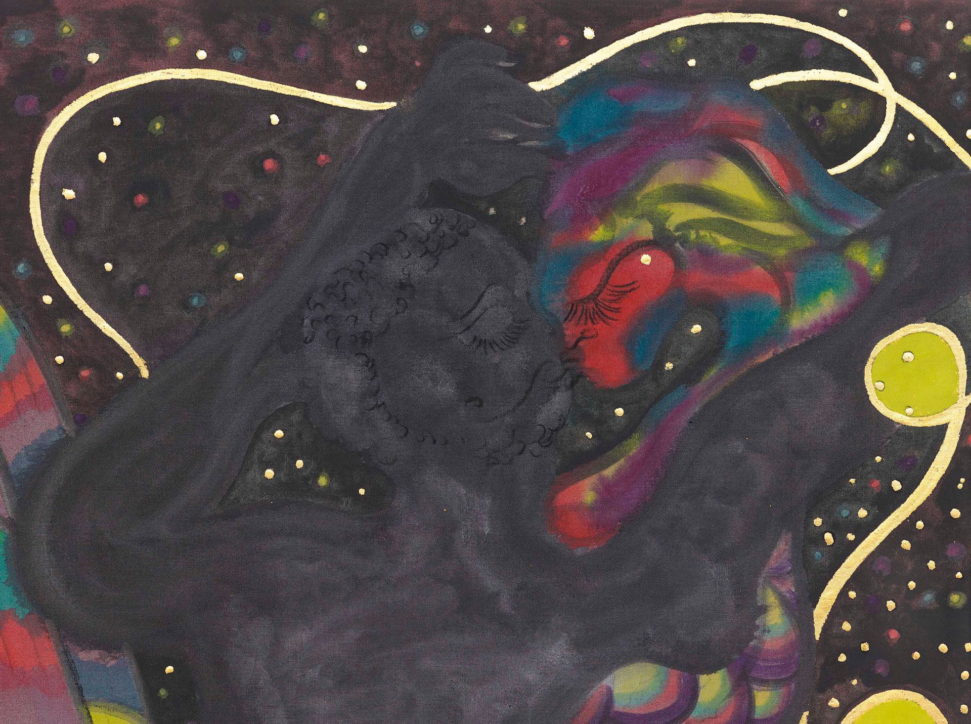 A detail from a painting by Chris Ofili, titled Vessel 11, dated 2019