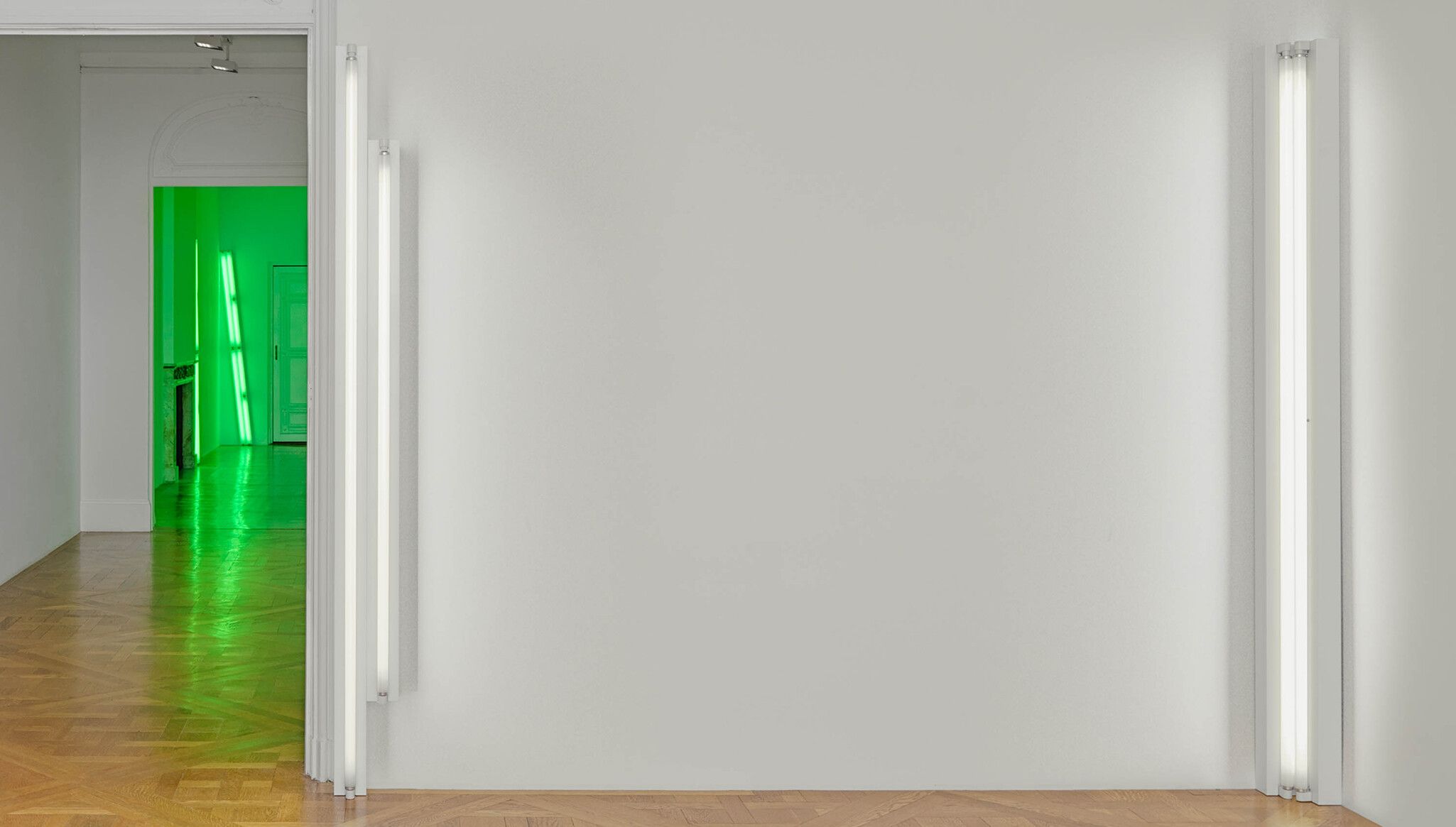 Installation view, Dan Flavin: Kornblee Gallery 1967, David Zwirner, New York, 2023