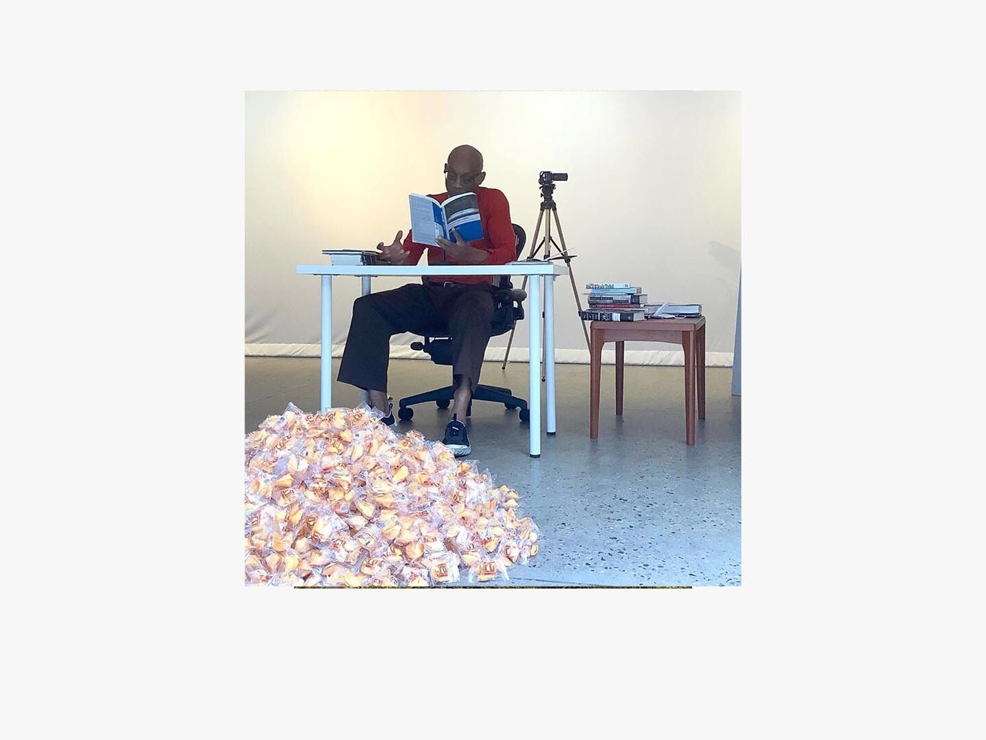 An installation view of the multi-site exhibition Felix Gonzalez-Torres “Untitled’’ (Fortune Cookie Corner), dated 2020.