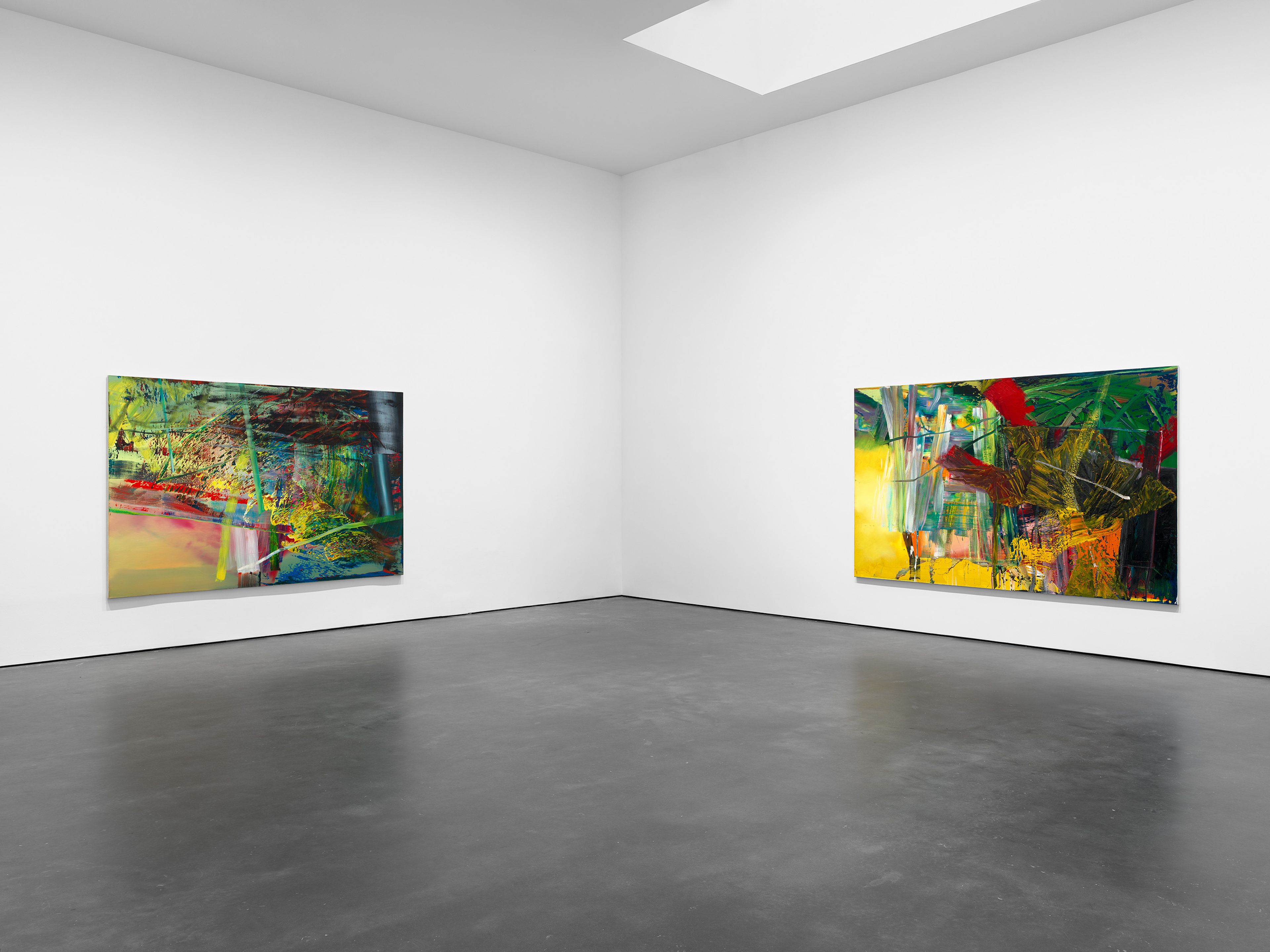 An installation view of the exhibition, Gerhard Richter: Landschaften, at David Zwirner in New York, dated 2026.