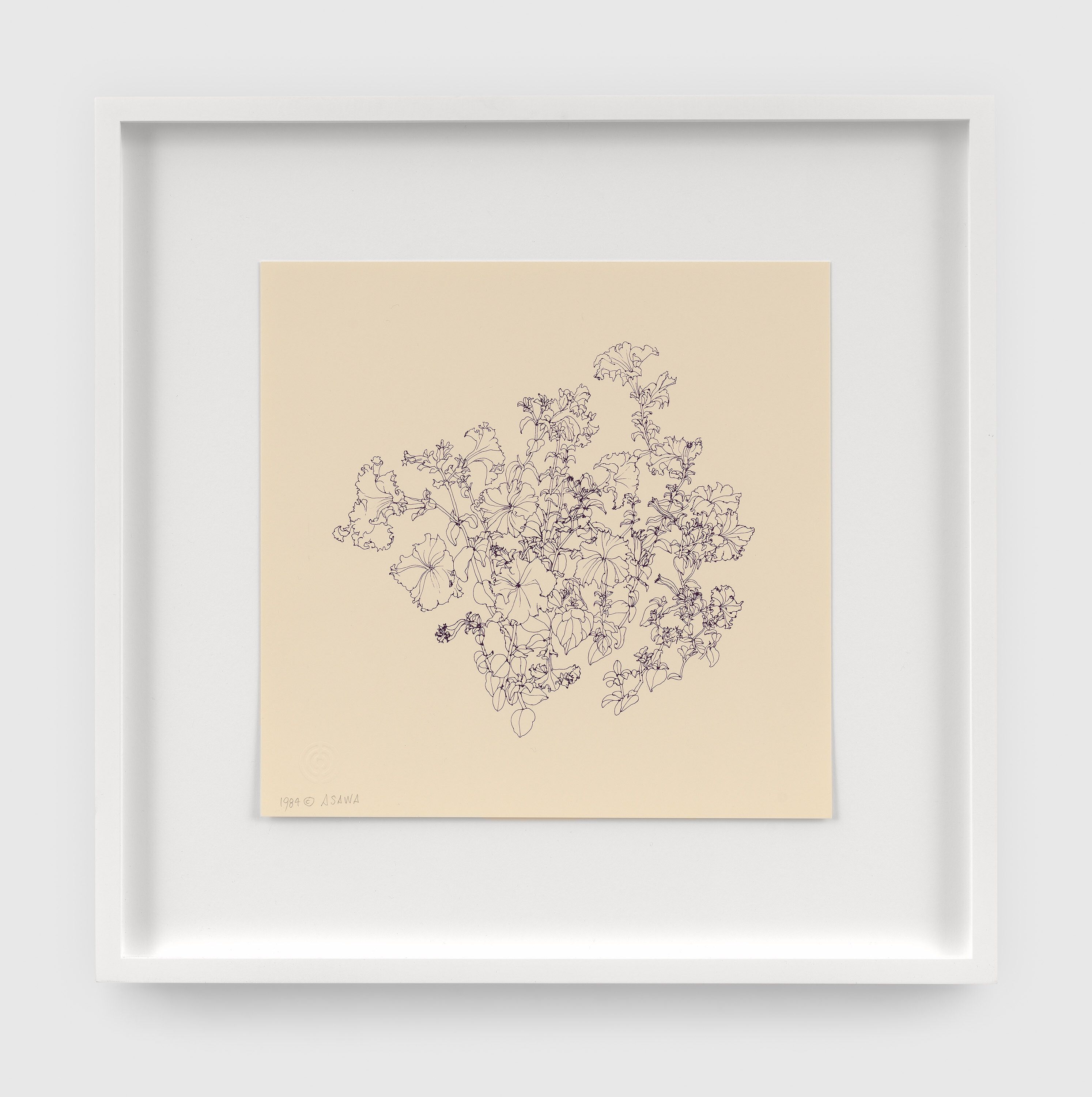 A print by Ruth Asawa, titled Petunias (P.032), dated 1984.