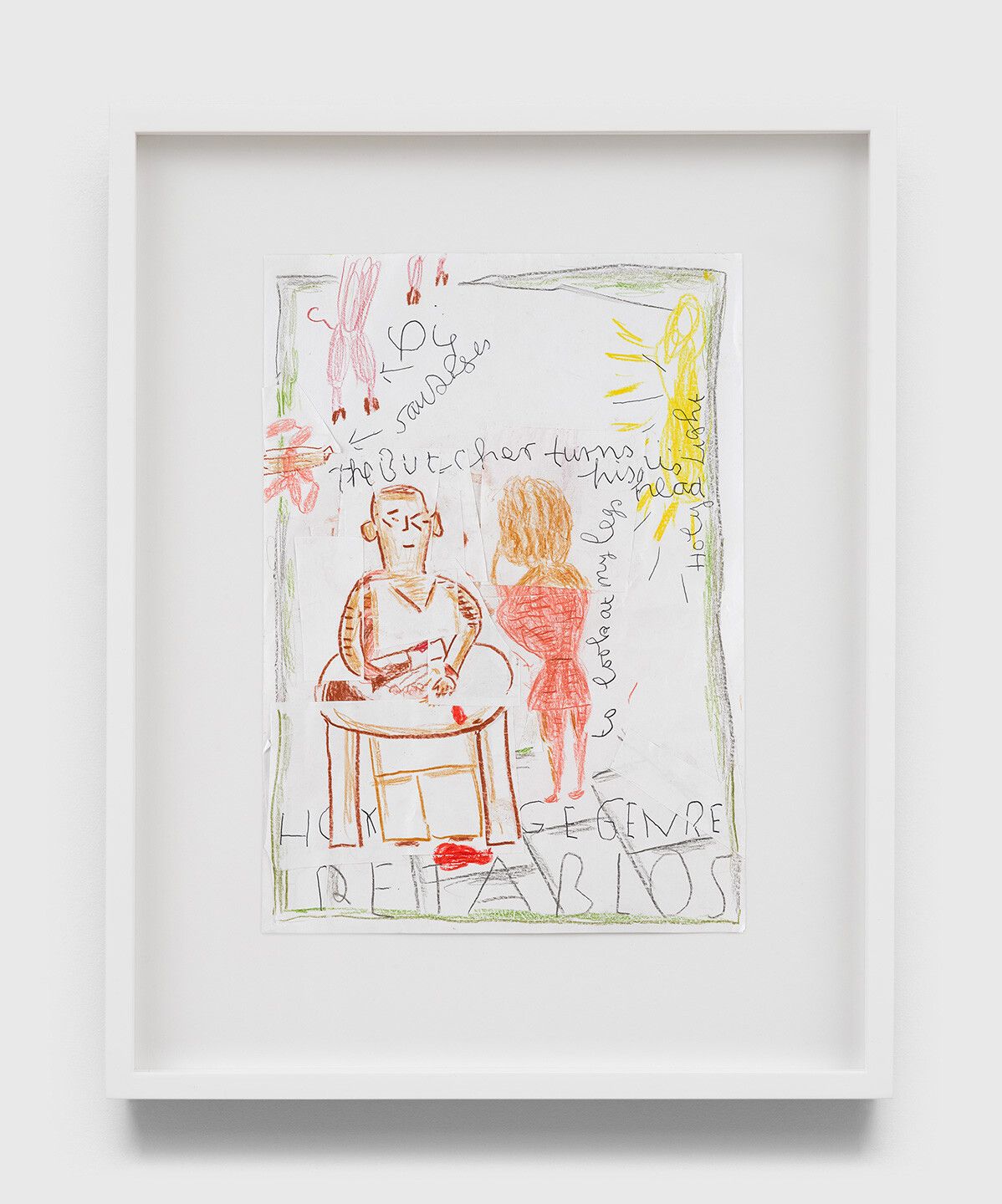 A collage on paper by Rose Wylie, titled Homage Genre, Retablos, dated 2020.