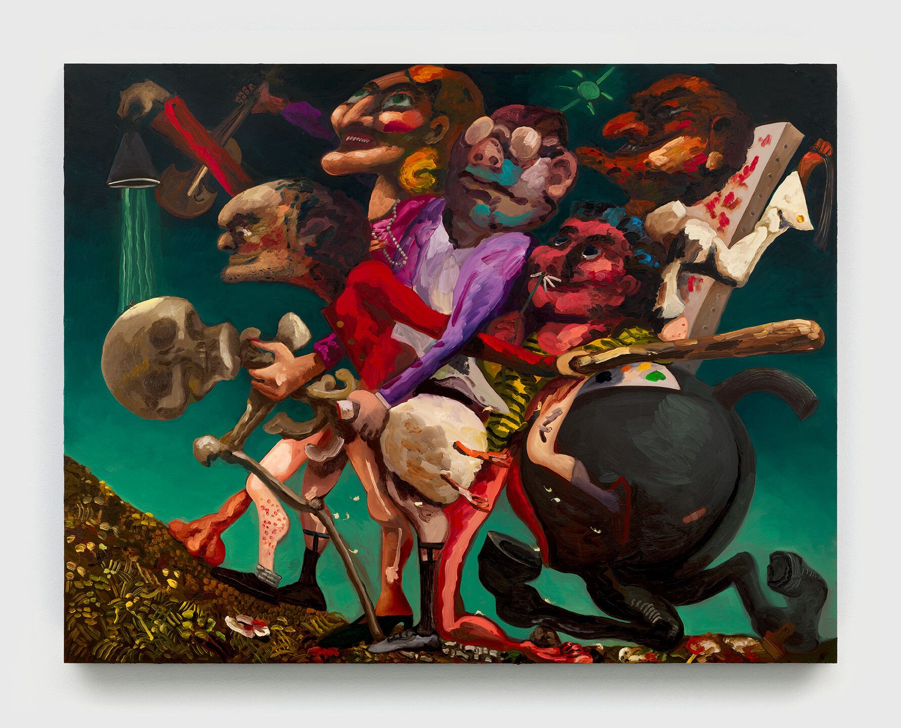 An oil painting on canvas by Dana Schutz titled The Arts, dated 2021.