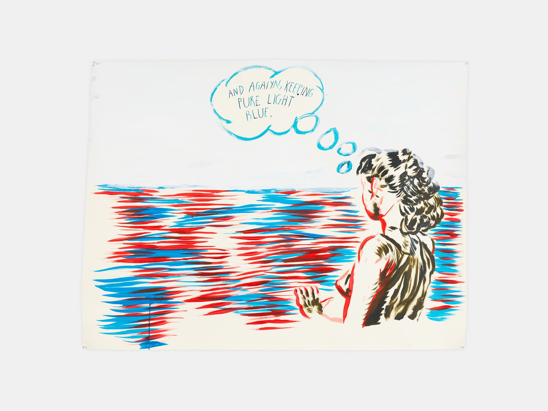 A drawing by Raymond Pettibon, titled No Title (And agaiyn, keeping...), dated 2017.
