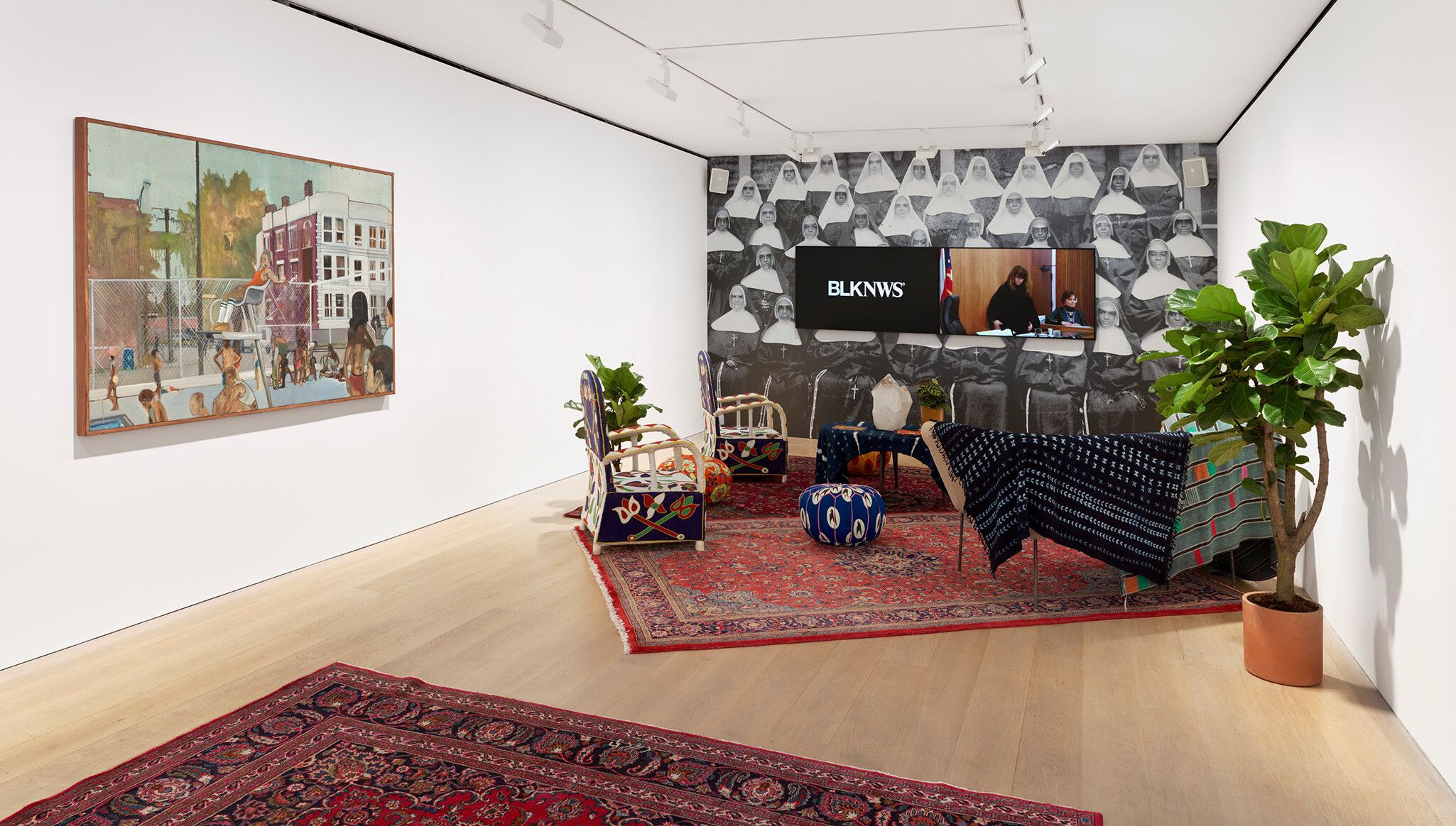An installation view of an exhibition titled, Noah Davis, at David Zwirner, London, in 2021.