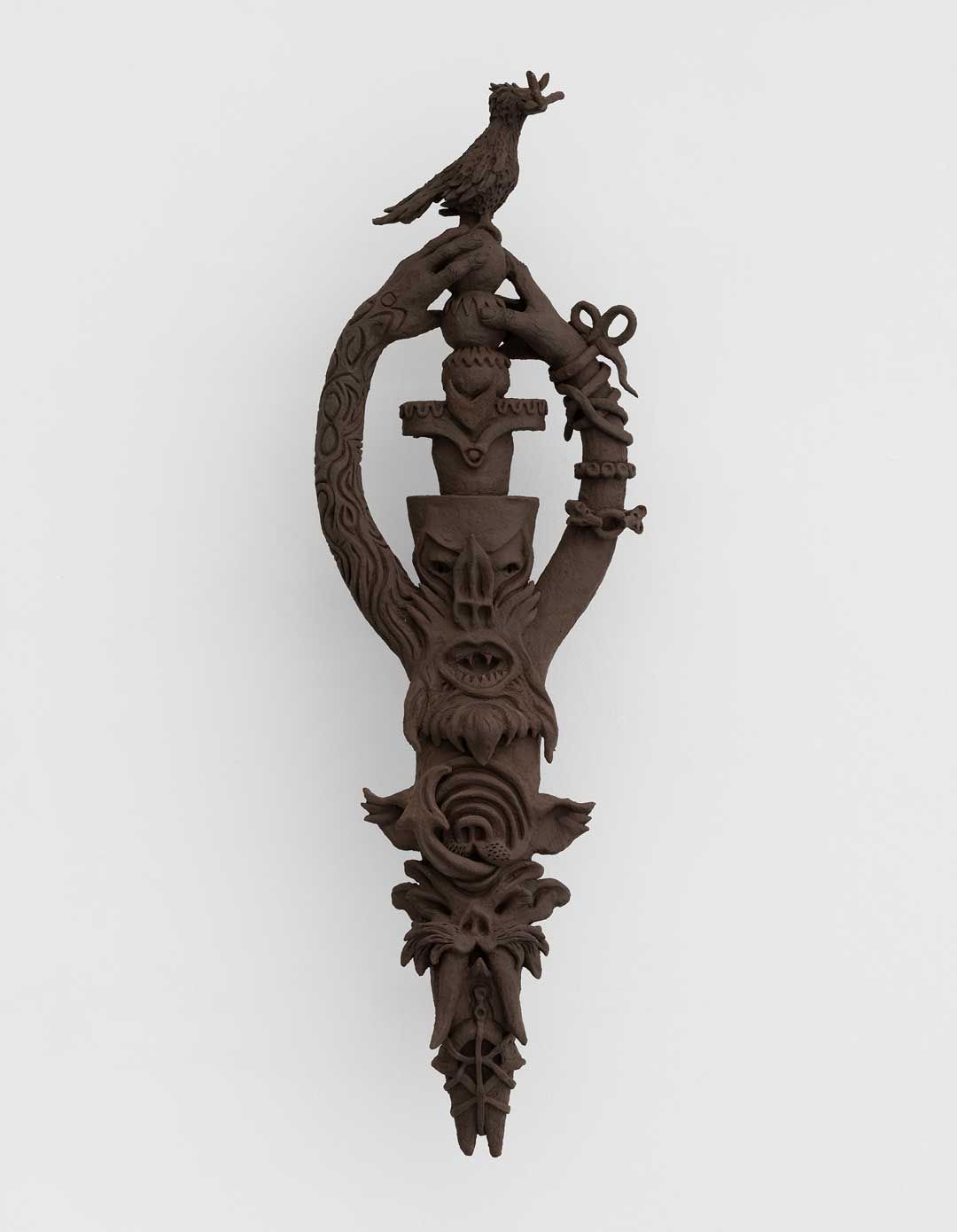 A sculpture by Sharon Van Overmeiren, titled Mittere and Resurrection, dated 2019.