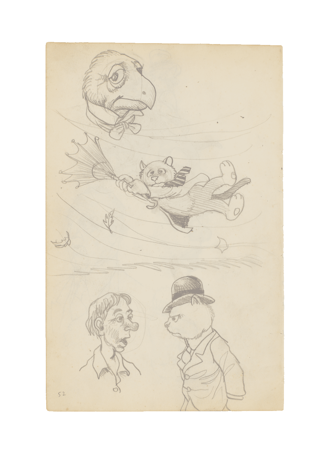 A drawing by R. Crumb titled Untitled (from School Notebook 1961 pg. 51 to 52)