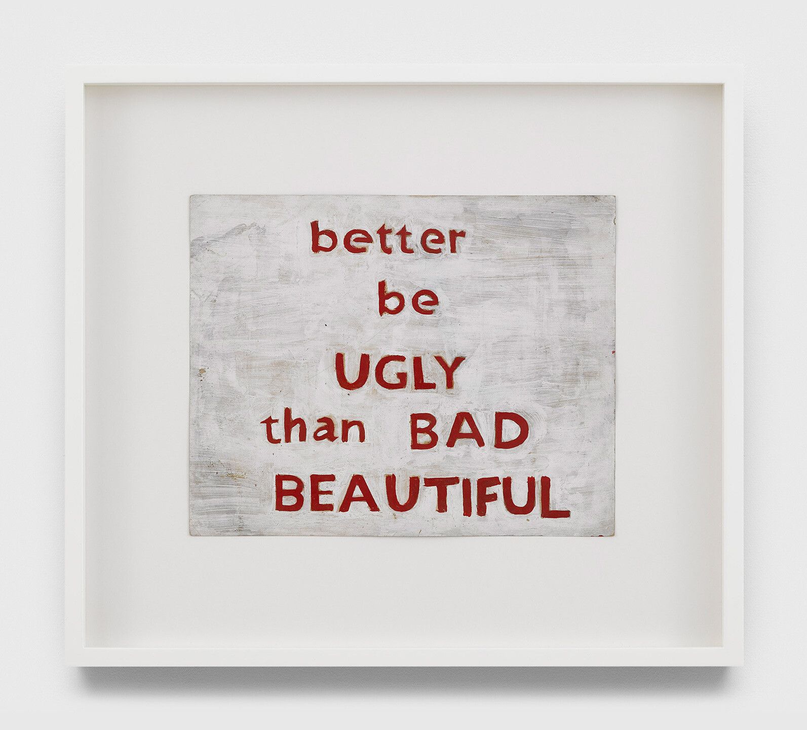 An undated oil painting on back of photograph by Frank Walter, titled Better be UGLY than BAD BEAUTIFUL.