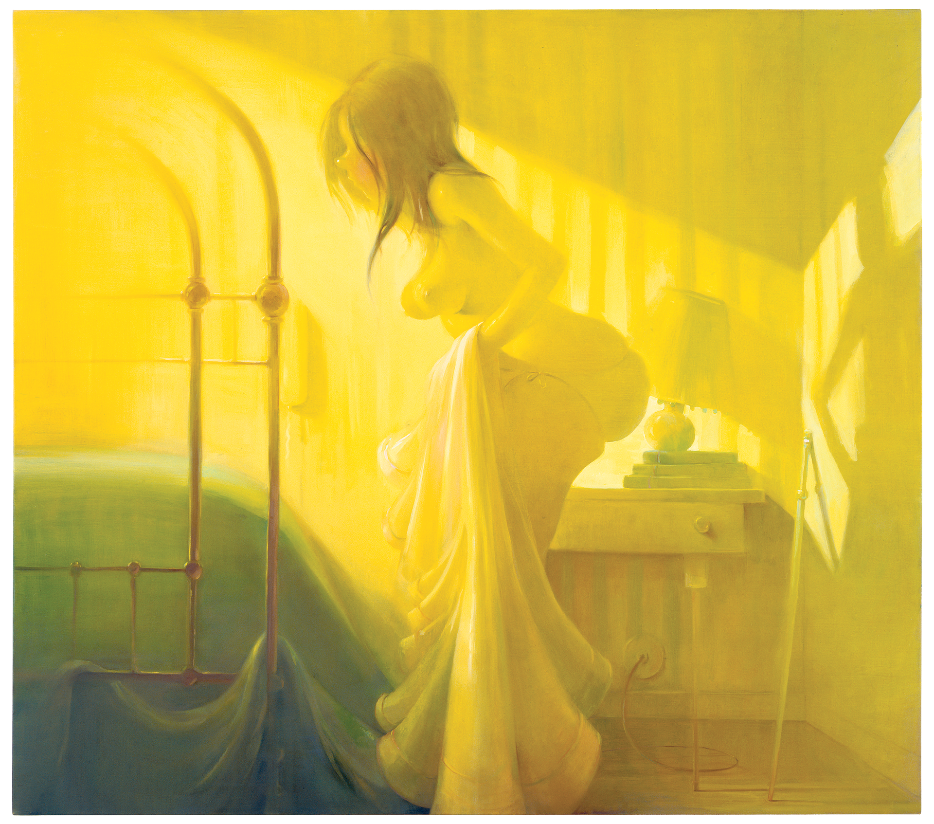 A painting by Lisa Yuskavage, titled Changing, dated 2005.
