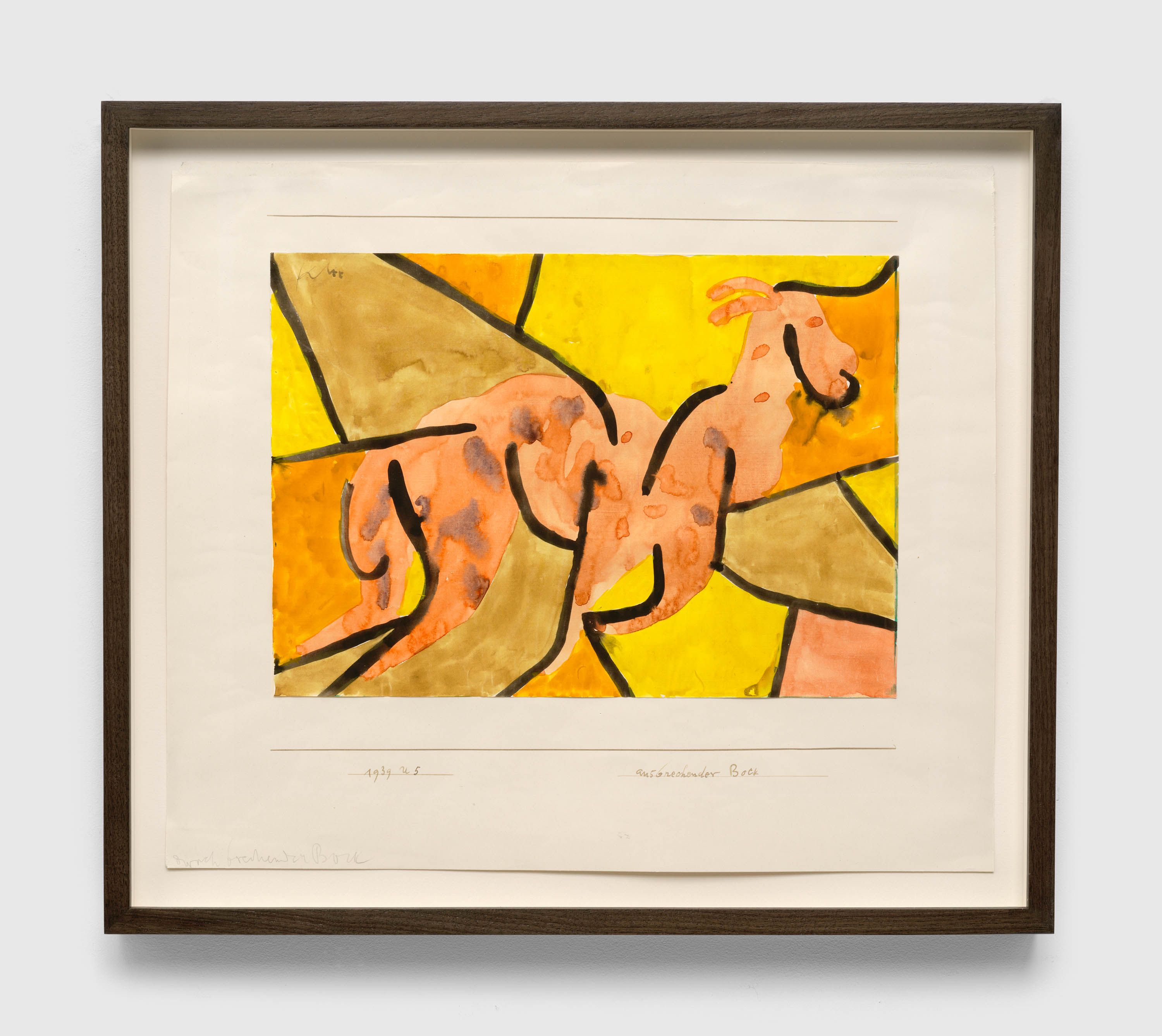 A work on paper by Paul Klee, titled ausbrechender Bock (Billy-goat breaking out), dated 1939.