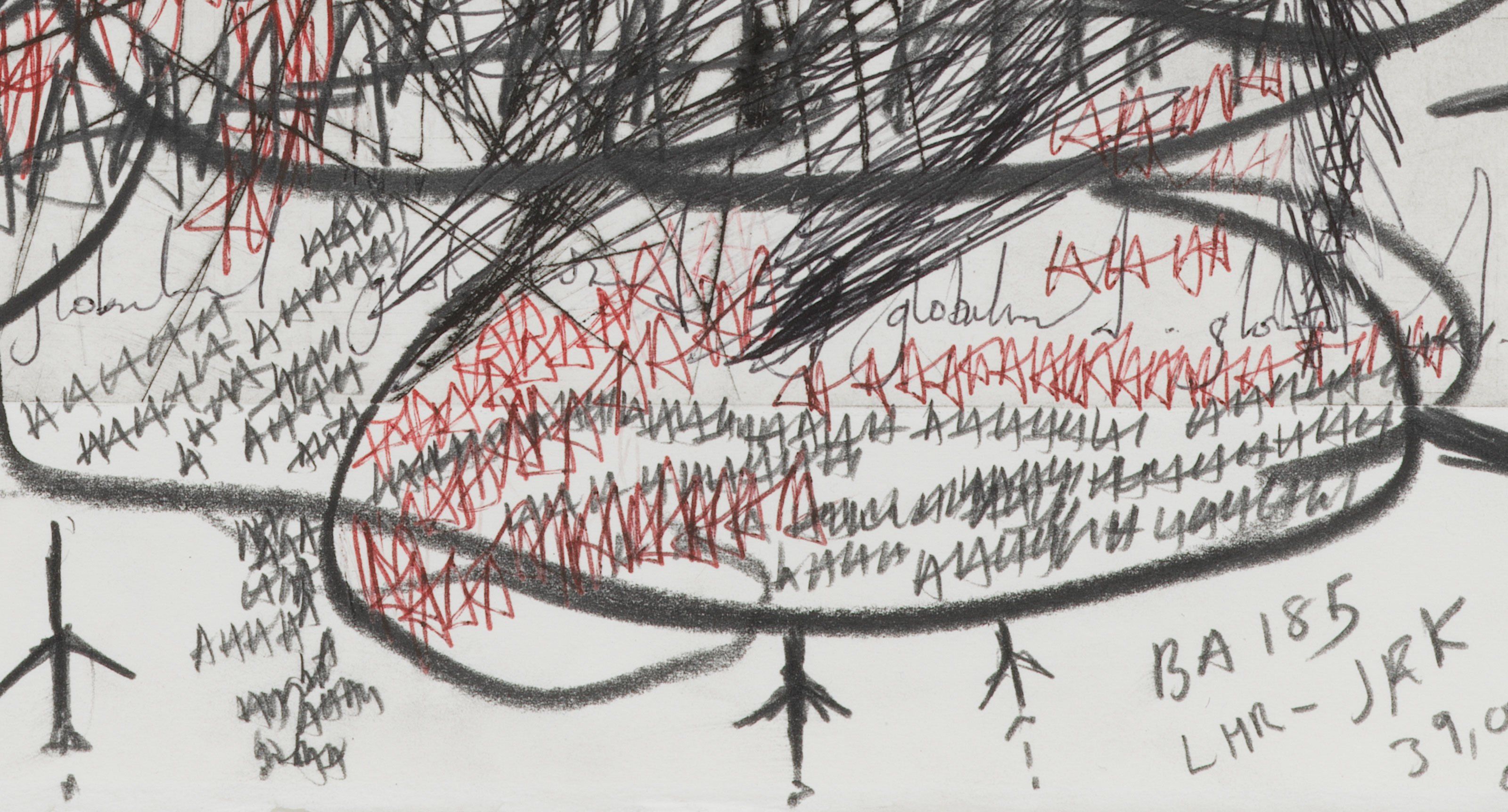 A detail from a work by Oscar Murillo, titled Untitled (poetics of flight), dated 2019