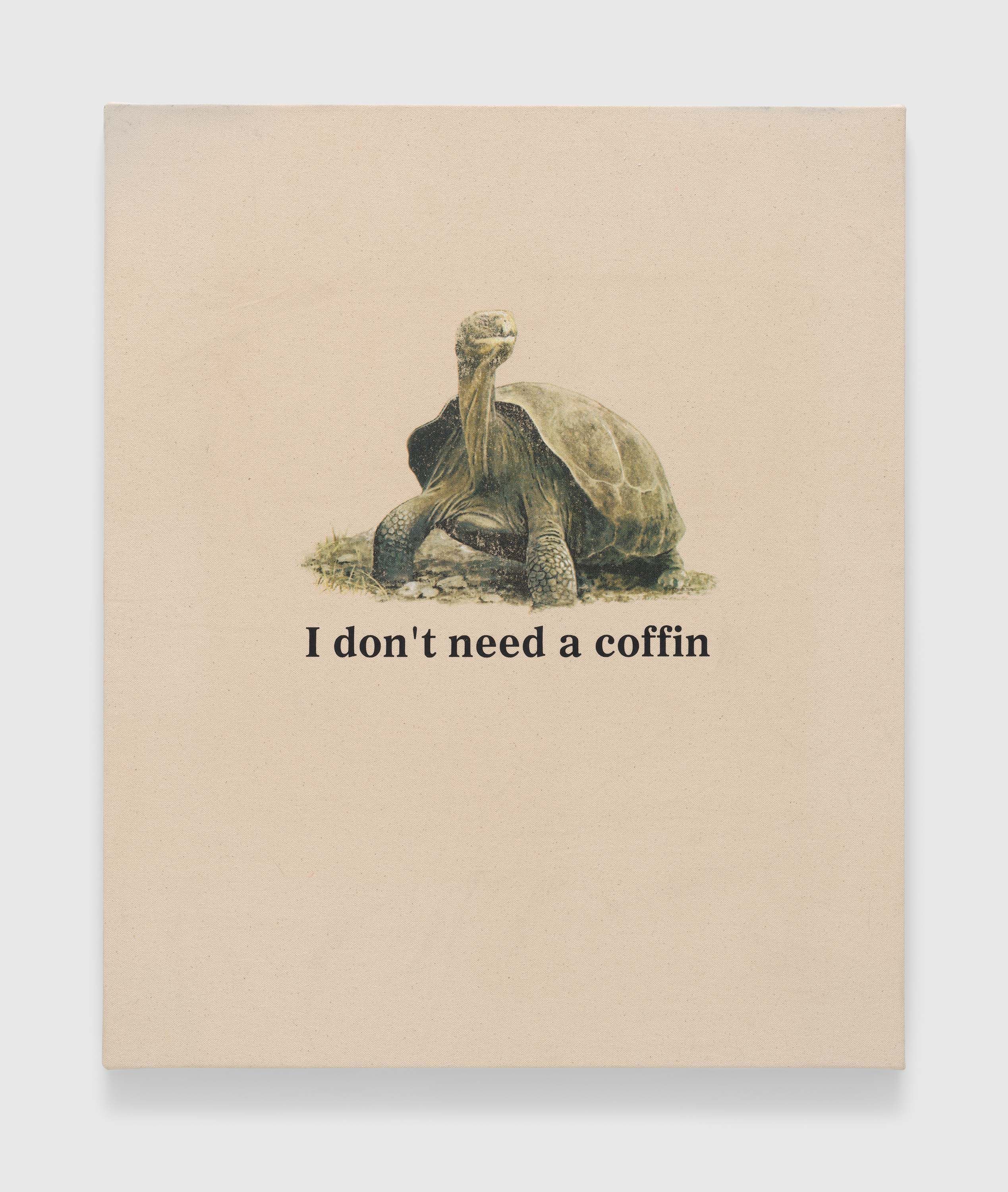 A heat-applied graphic on canvas by Borna Sammak, titled Don't Cough On Me, dated 2022.