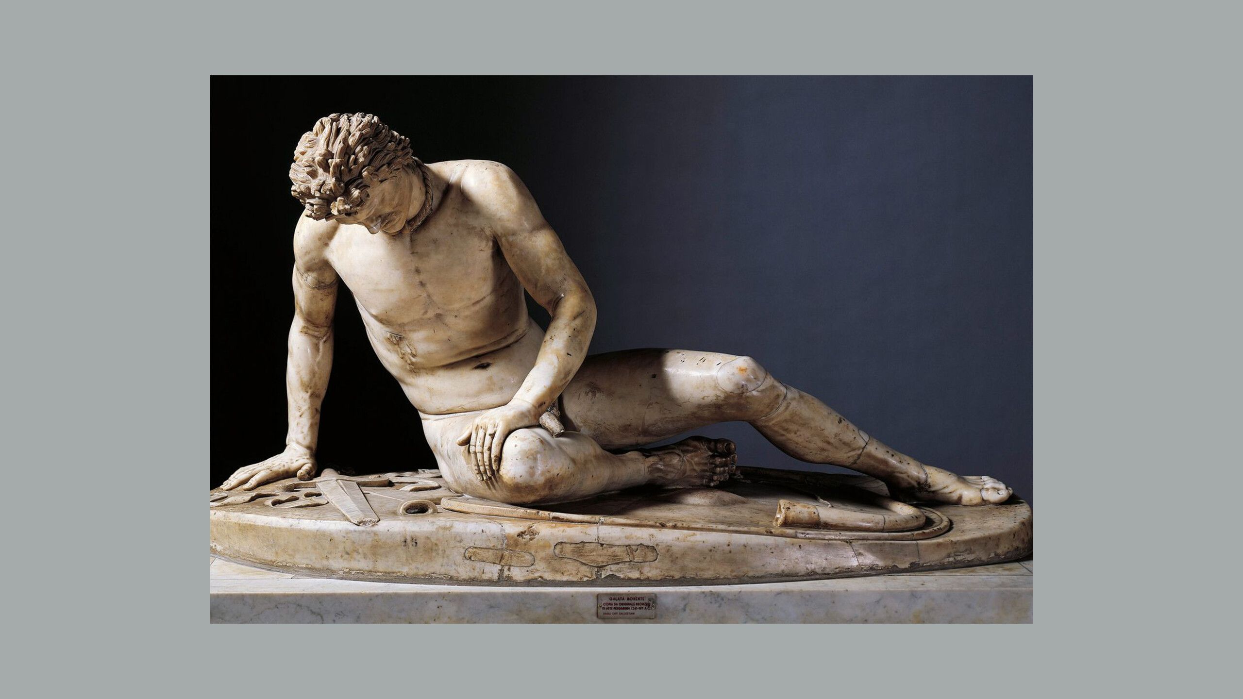 A photo of a sculpture called The Dying Gaul.
