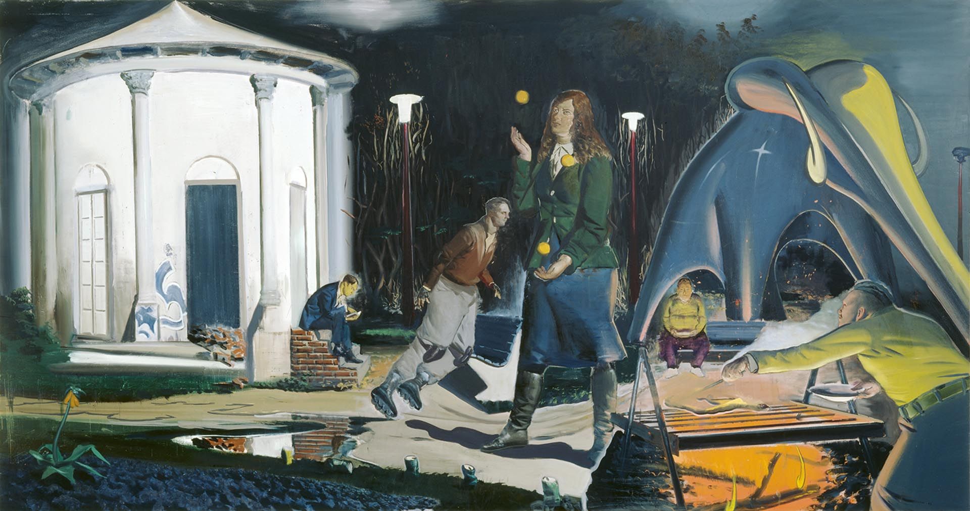 A painting by Neo Rauch, titled Blauer Elefant, dated 2005.