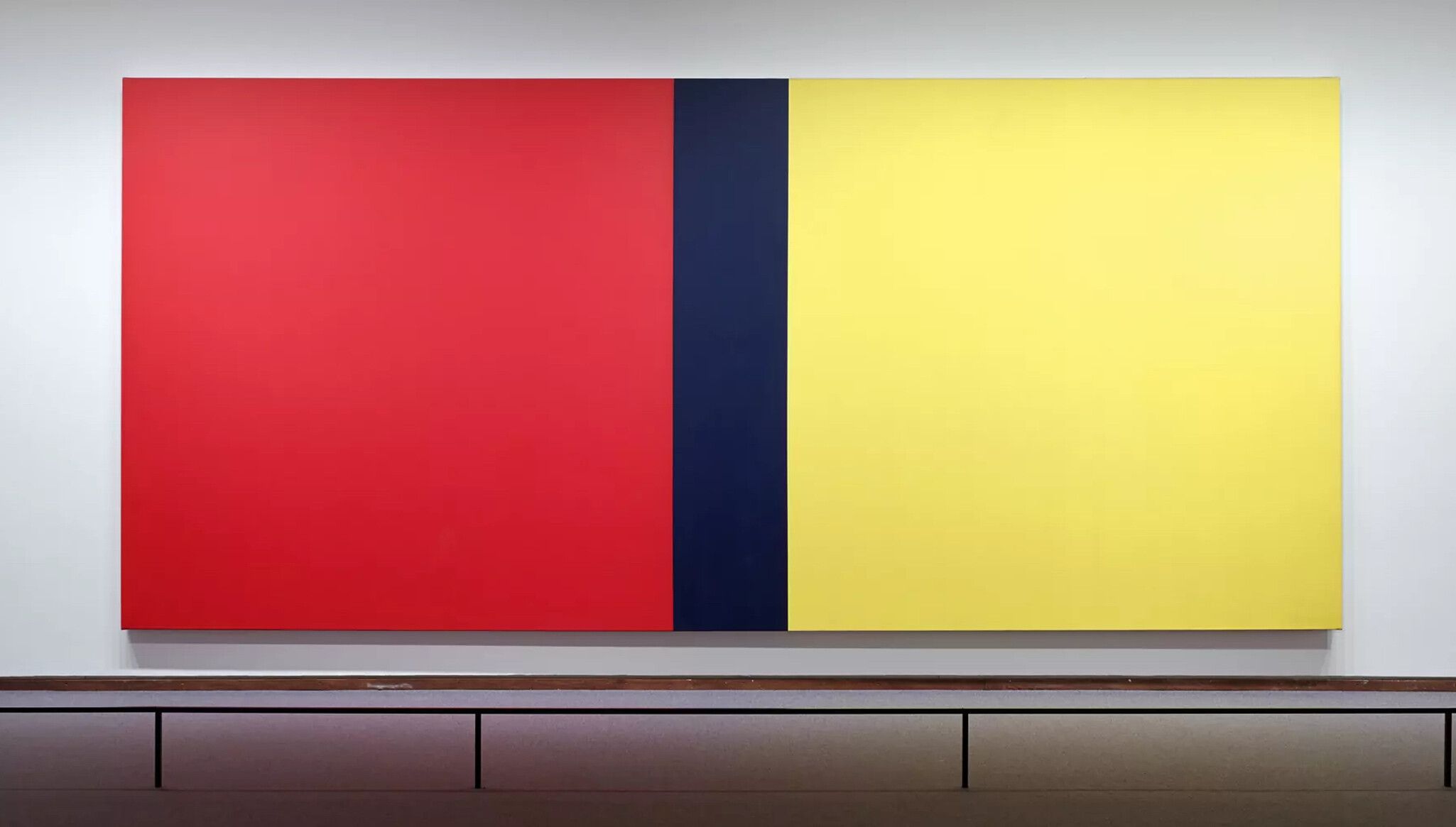 An artwork by Barnett Newman, titled Who’s Afraid of Red, Yellow, and Blue IV, dated 1969–1970. Collection of Neue Nationalgalerie, Staatliche Museen zu Berlin