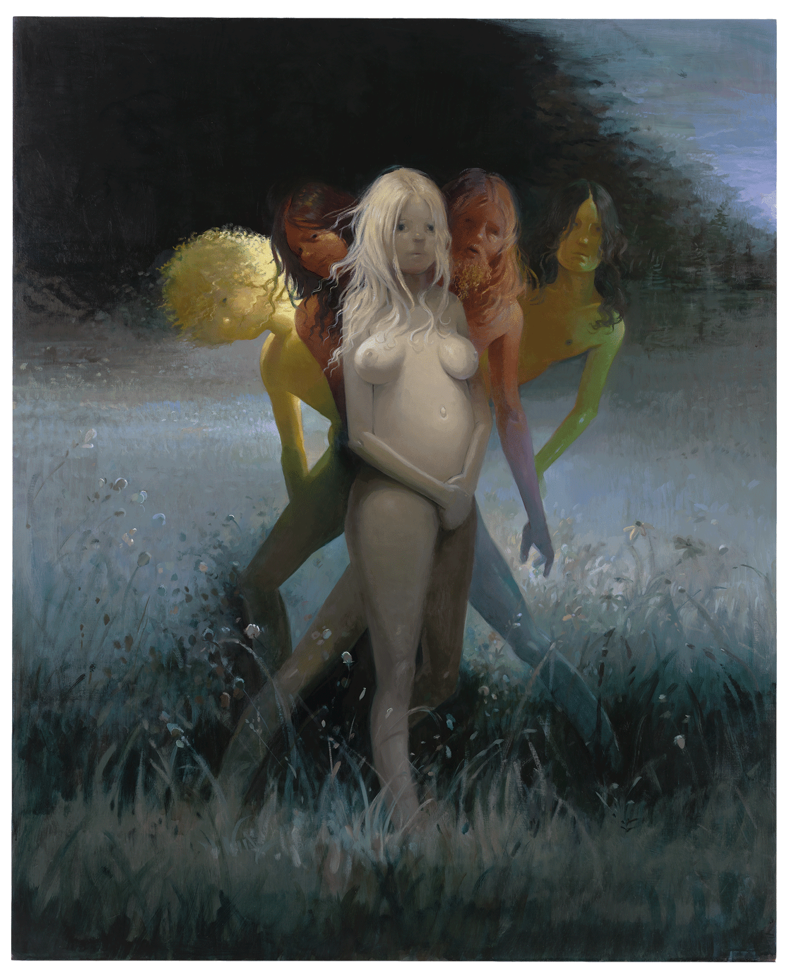 A painting by Lisa Yuskavage, titled Hippes, dated 2013.