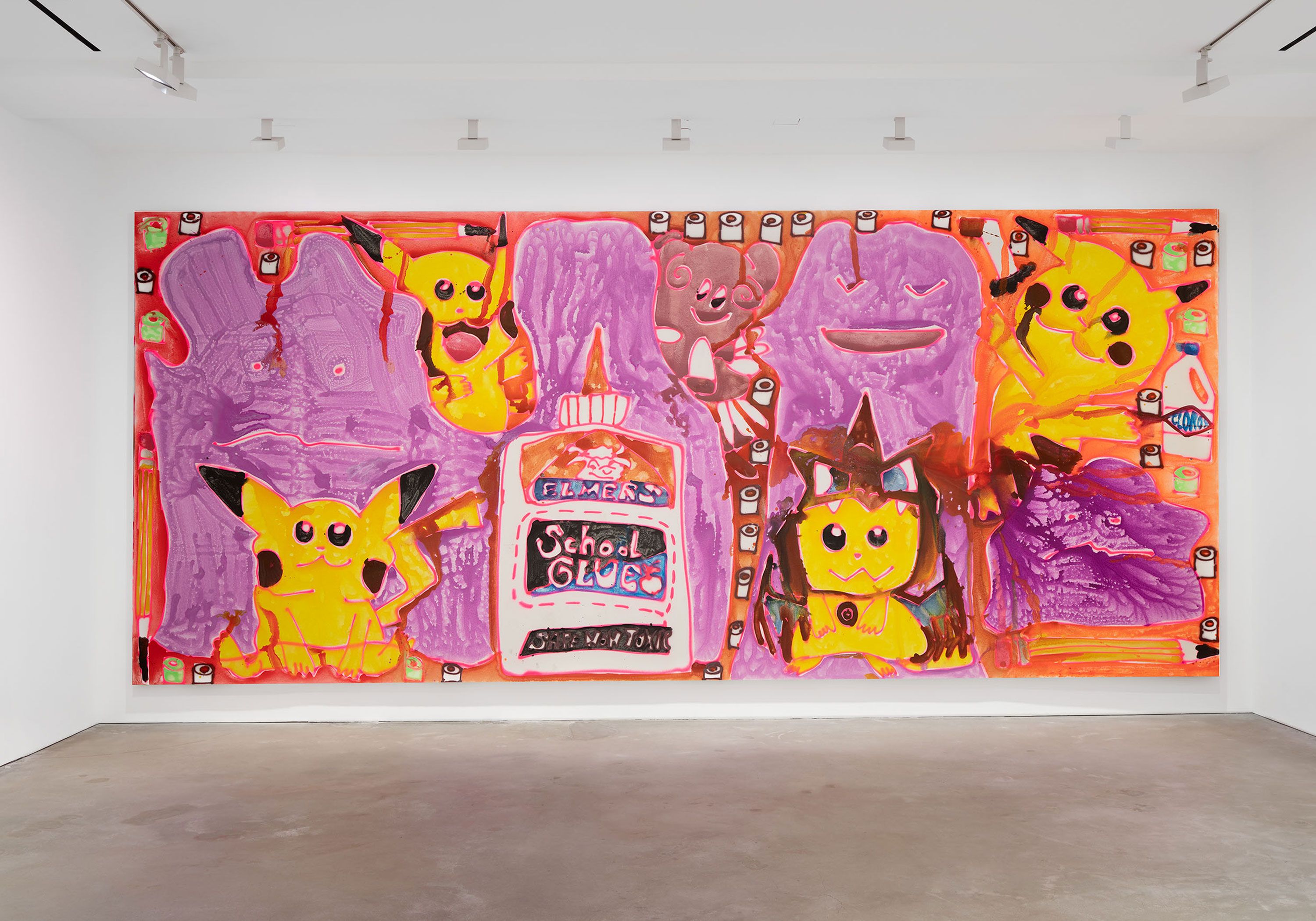 A painting by Katherine Bernhardt, titled Yeti Gaming, dated 2021.