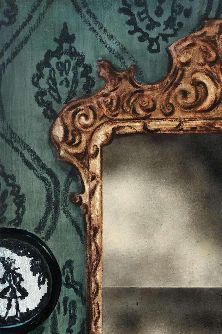 A detail of an artwork by Mamma Andersson, titled Speculi Oculo III, dated 2023