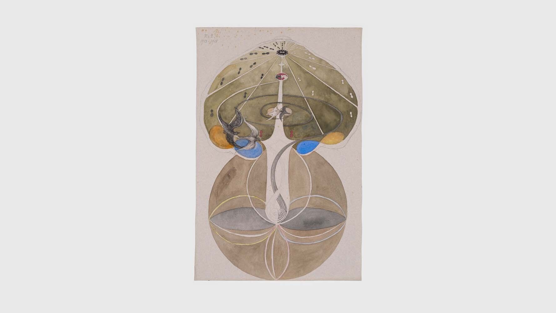 A watercolour from Hilma af Klint's series Tree of Knowledge, dated 1913-1915.