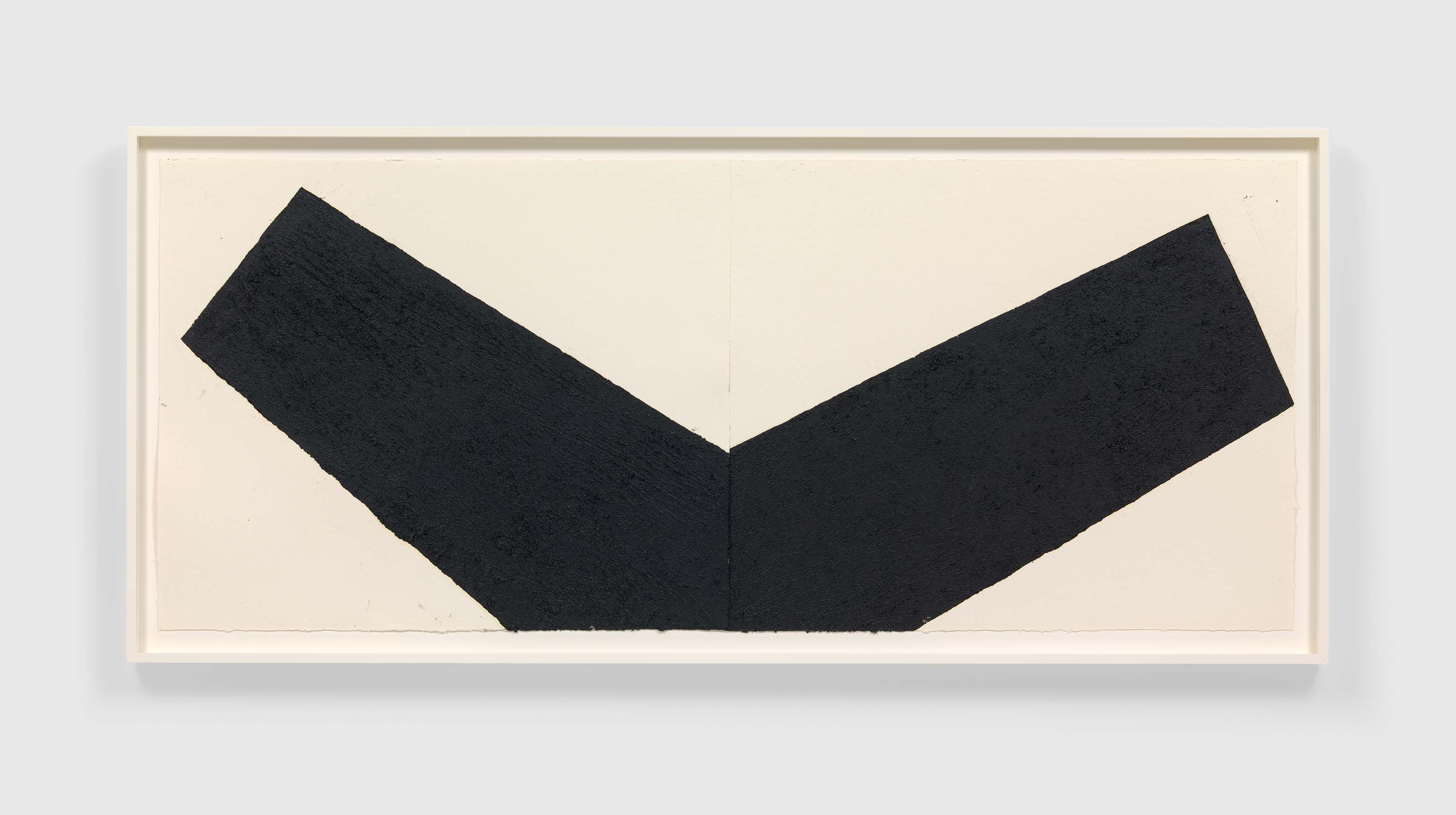 A paintstick, etching ink, and silica on two (2) sheets of handmade paper by Richard Serra, titled High Sierra, dated 2021.