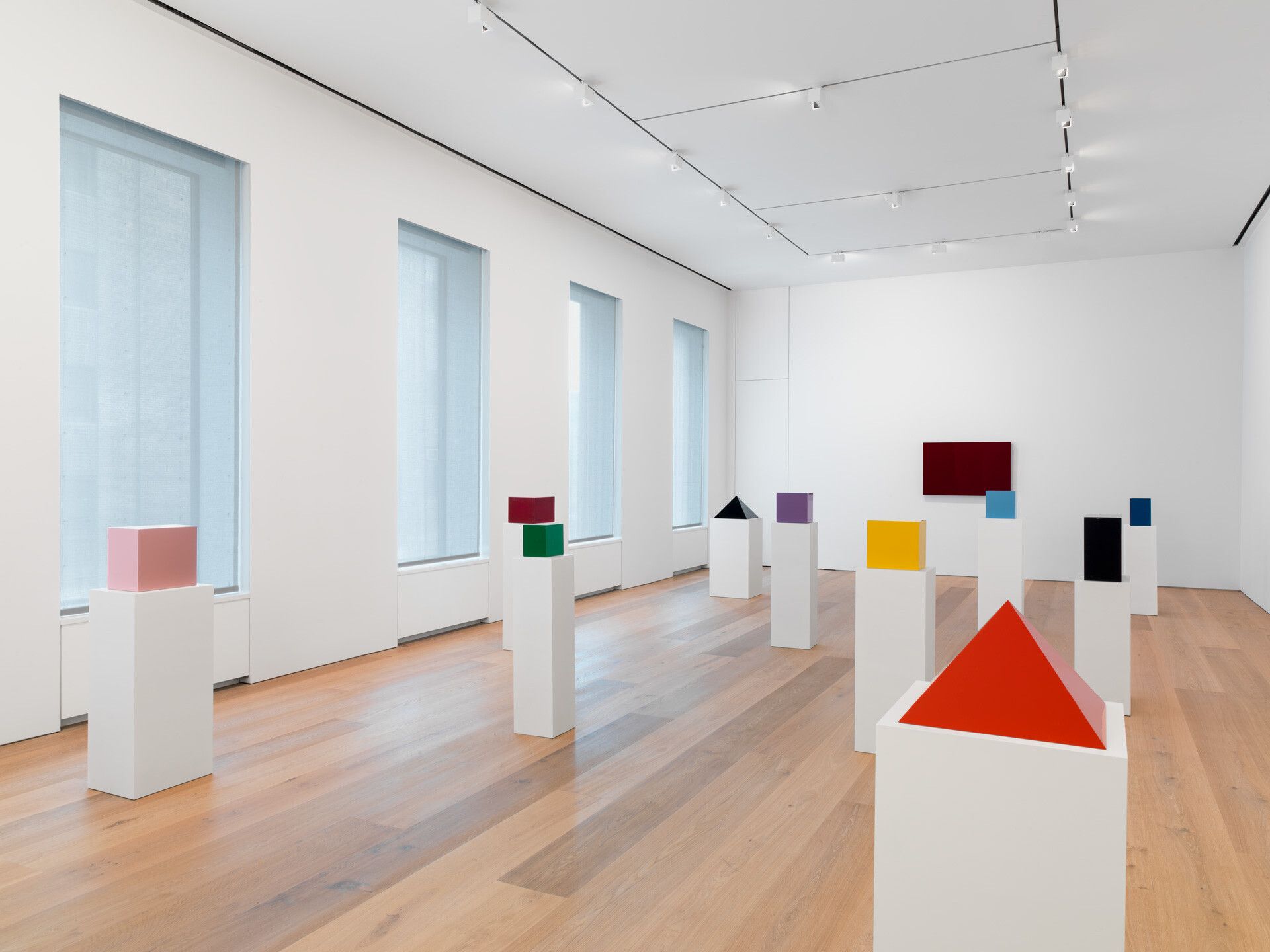 Installation view featuring works by John McCracken, dated 2013