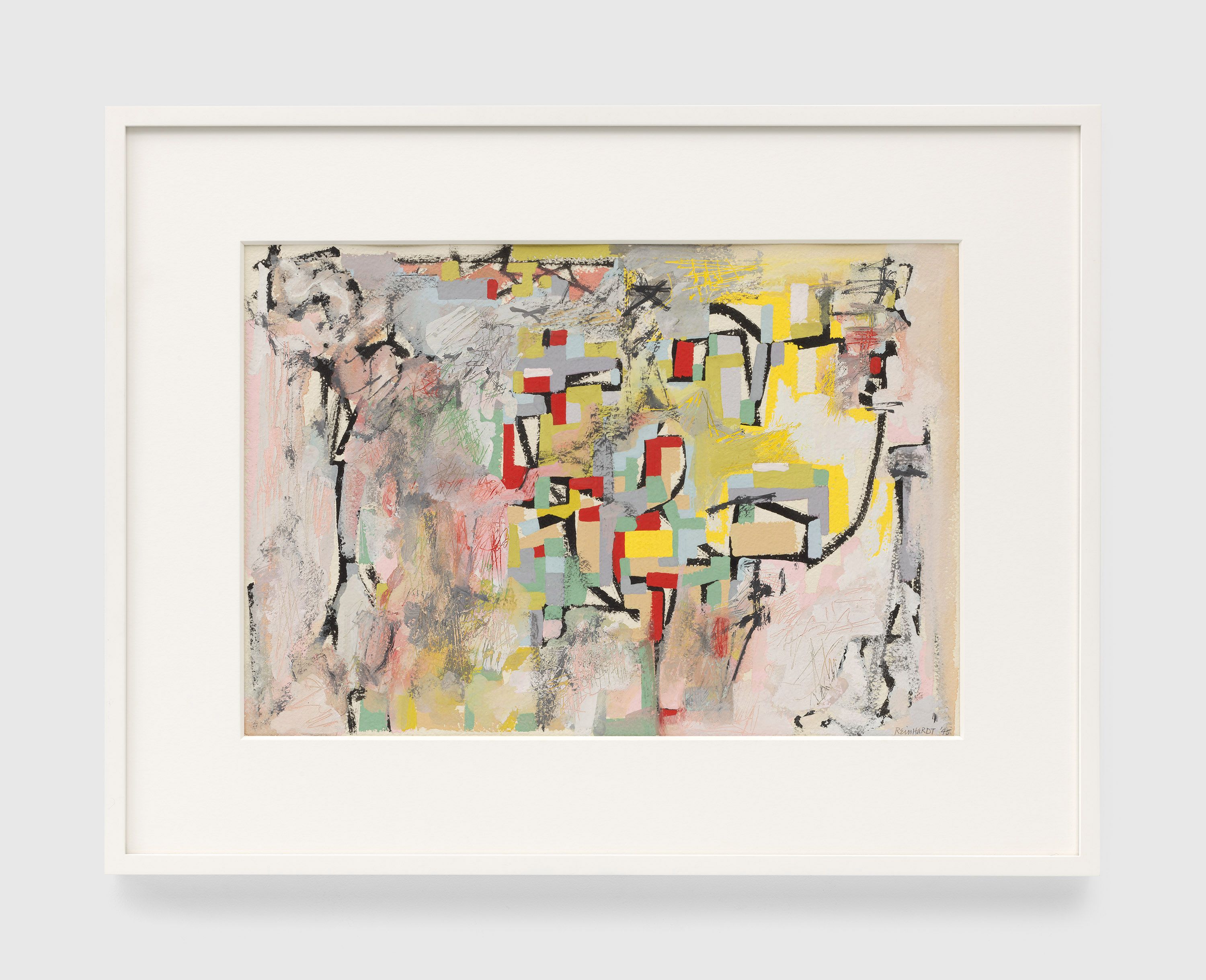 An untitled drawing by Ad Reinhardt, dated 1945.