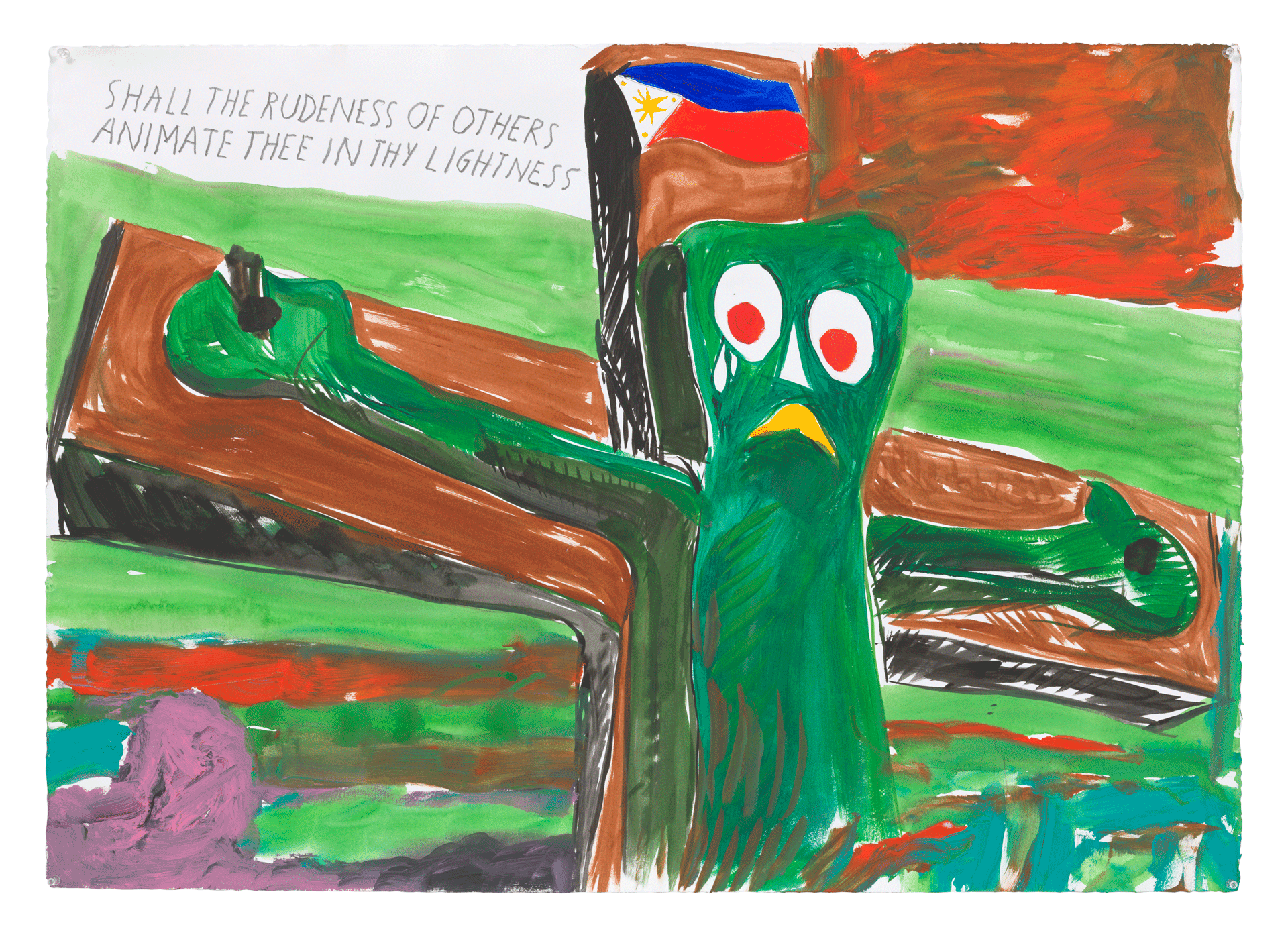 A work on paper by Raymond Pettibon titled No Title (Shall the rudeness...) dated 2018.