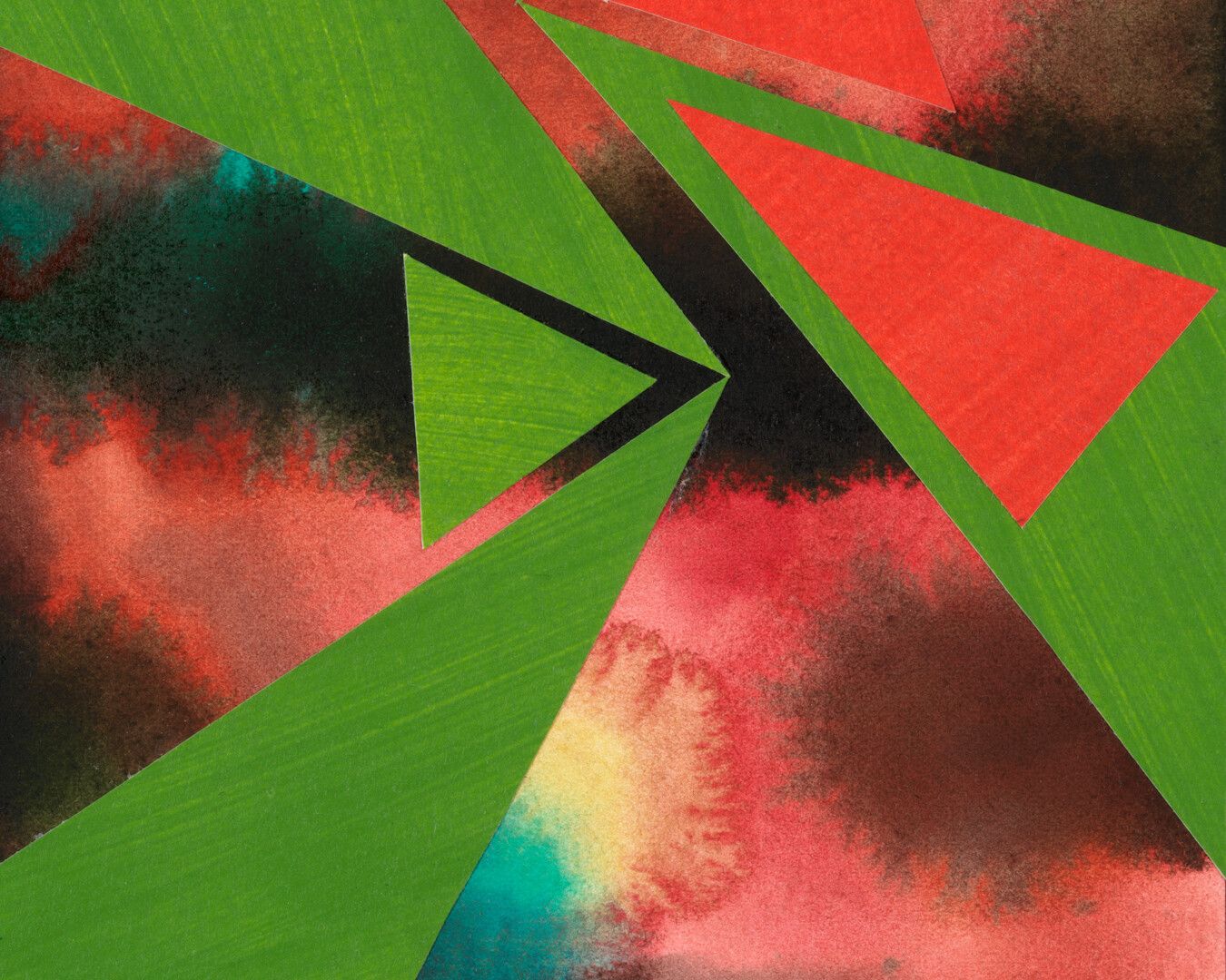 A detail of an untitled collage on paper by Tomma Abts, dated 2020.
