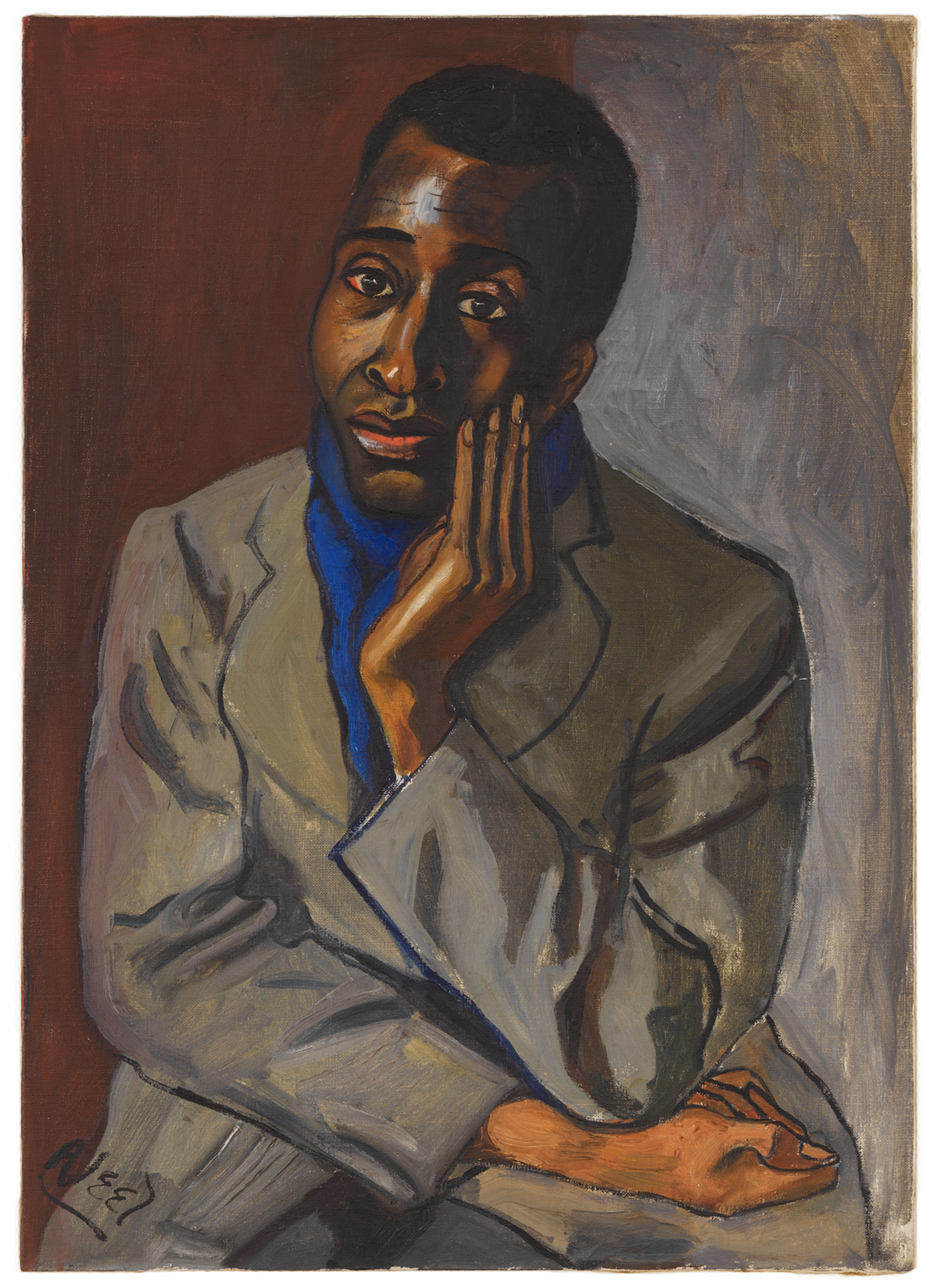 A painting by Alice Neel, titled Harold Cruse, dated circa 1950.