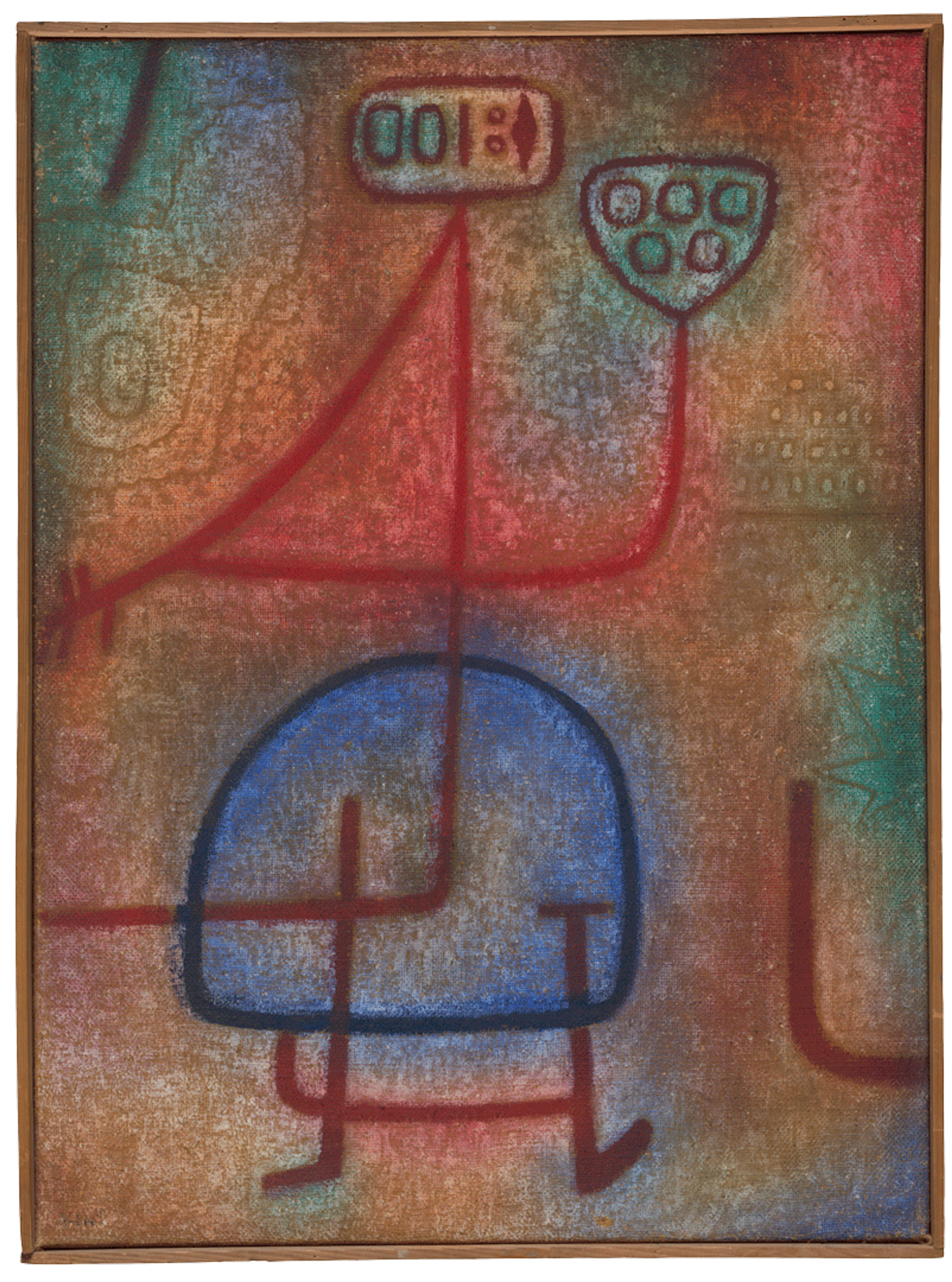 A mixed media work on burlap by Paul Klee, titled la belle jardini√®re, 1939, 1237 La Belle Jardini√®re, 1939, 1237, dated 1939.