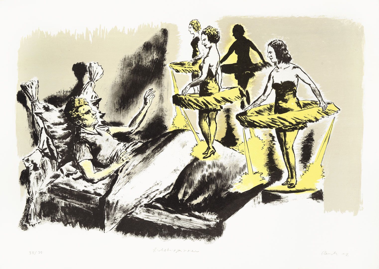 A print by Neo Rauch titled Lichtbringerinnen, dated 2012