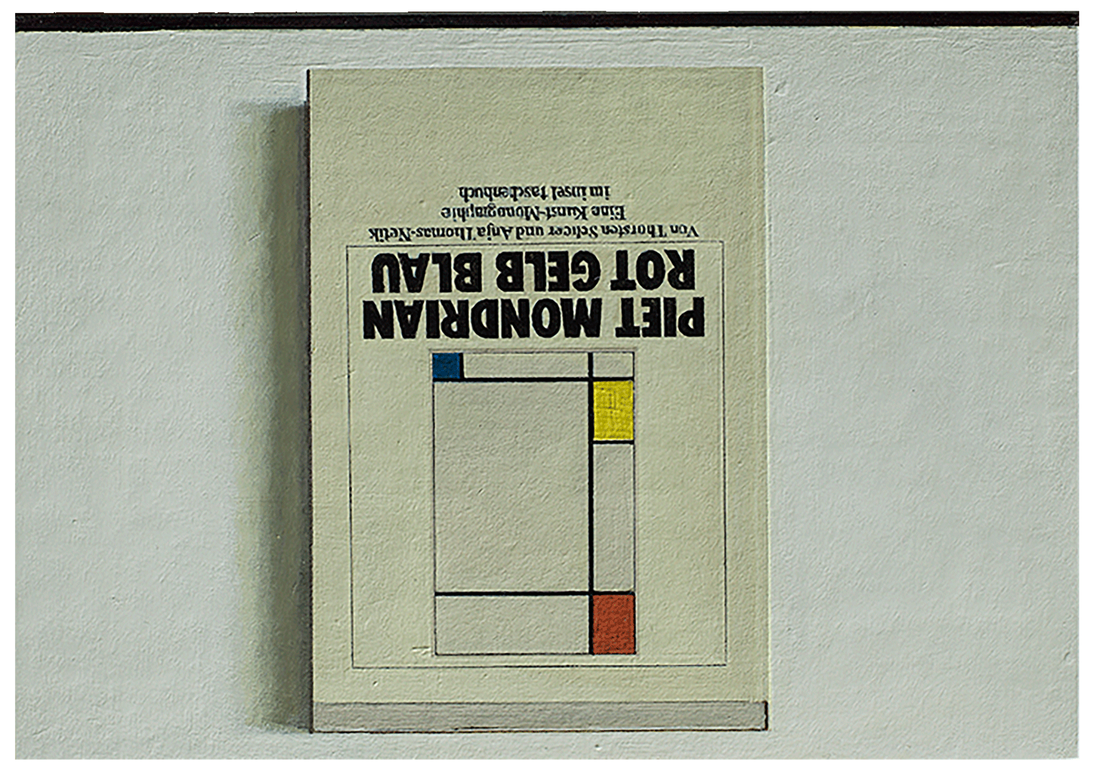 A painting by Liu Ye, titled Book Painting No.10 (Piet Mondrian Rot Gelb Blau, Insel Taschenbuch, 1995) dated 2015.