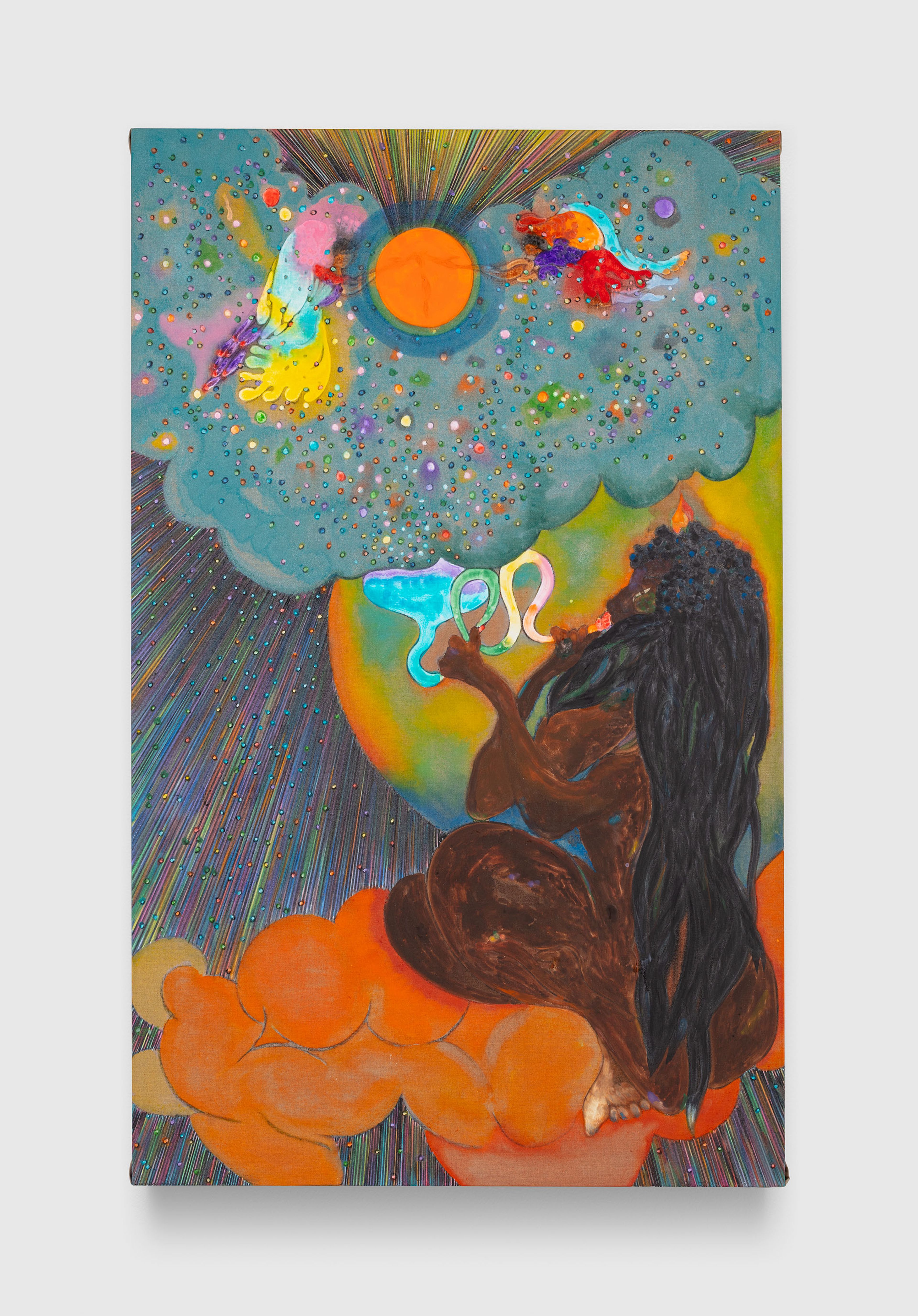 A painting by Chris Ofili, titled Visions, dated 2025.