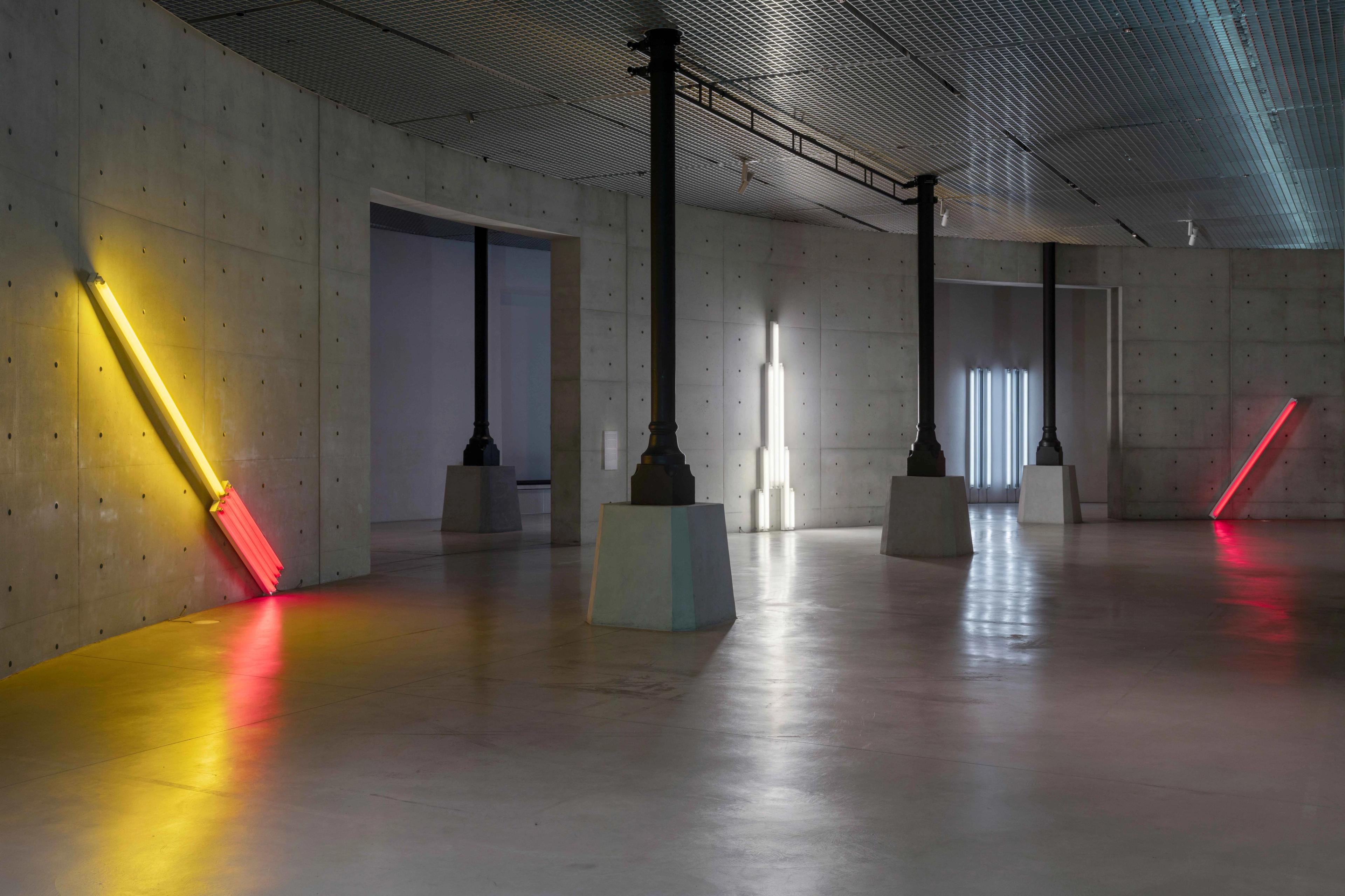 Installation view of Dan Flavin in Minimal at the Bourse de Commerce – Pinault Collection located in Paris, France, dated 2025.
