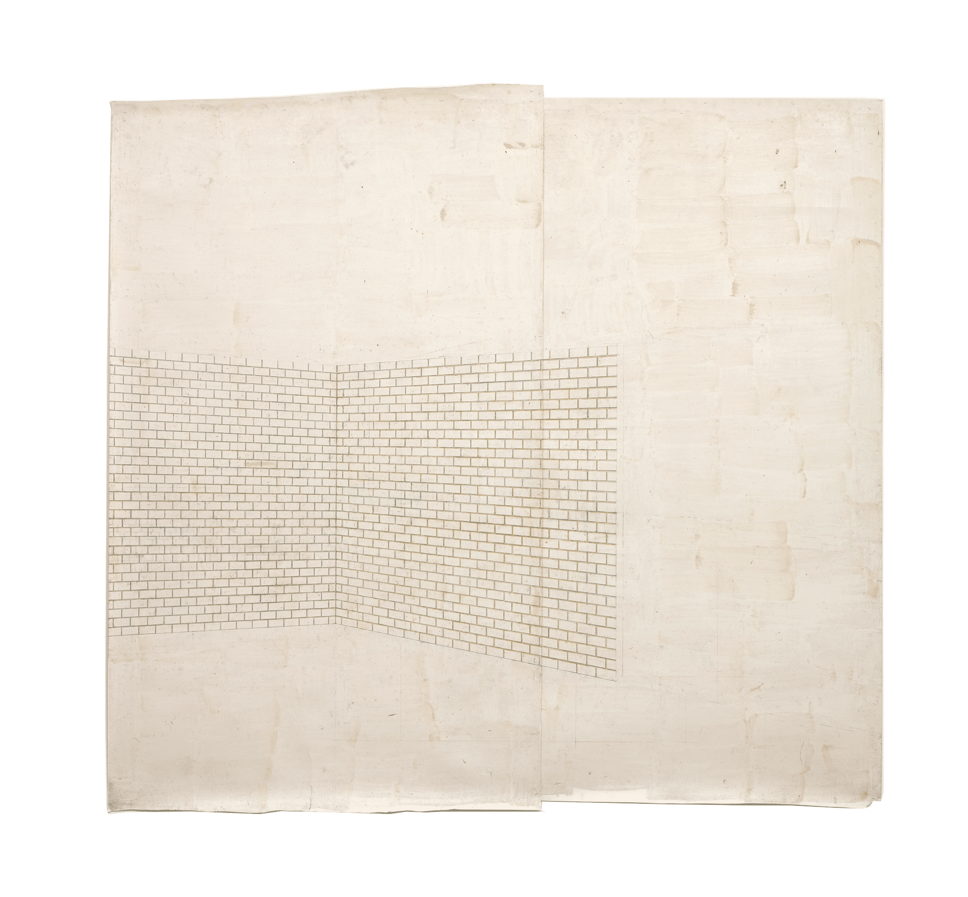 A work on paper by Toba Khedoori, titled Untitled (Wall), dated 1995.