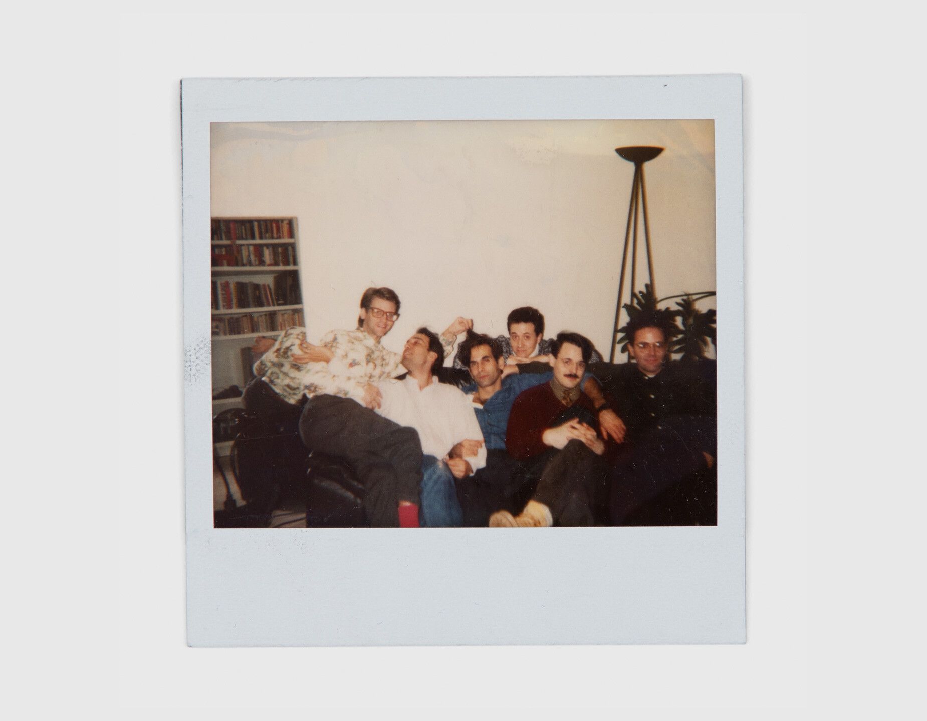 A photo of the Silence=Death Colelctive in 1986: S=D collective 1986. Present are Oliver, Jorge, Avram, Brian Howard, Chris Lione, and Charles Kraloff. 