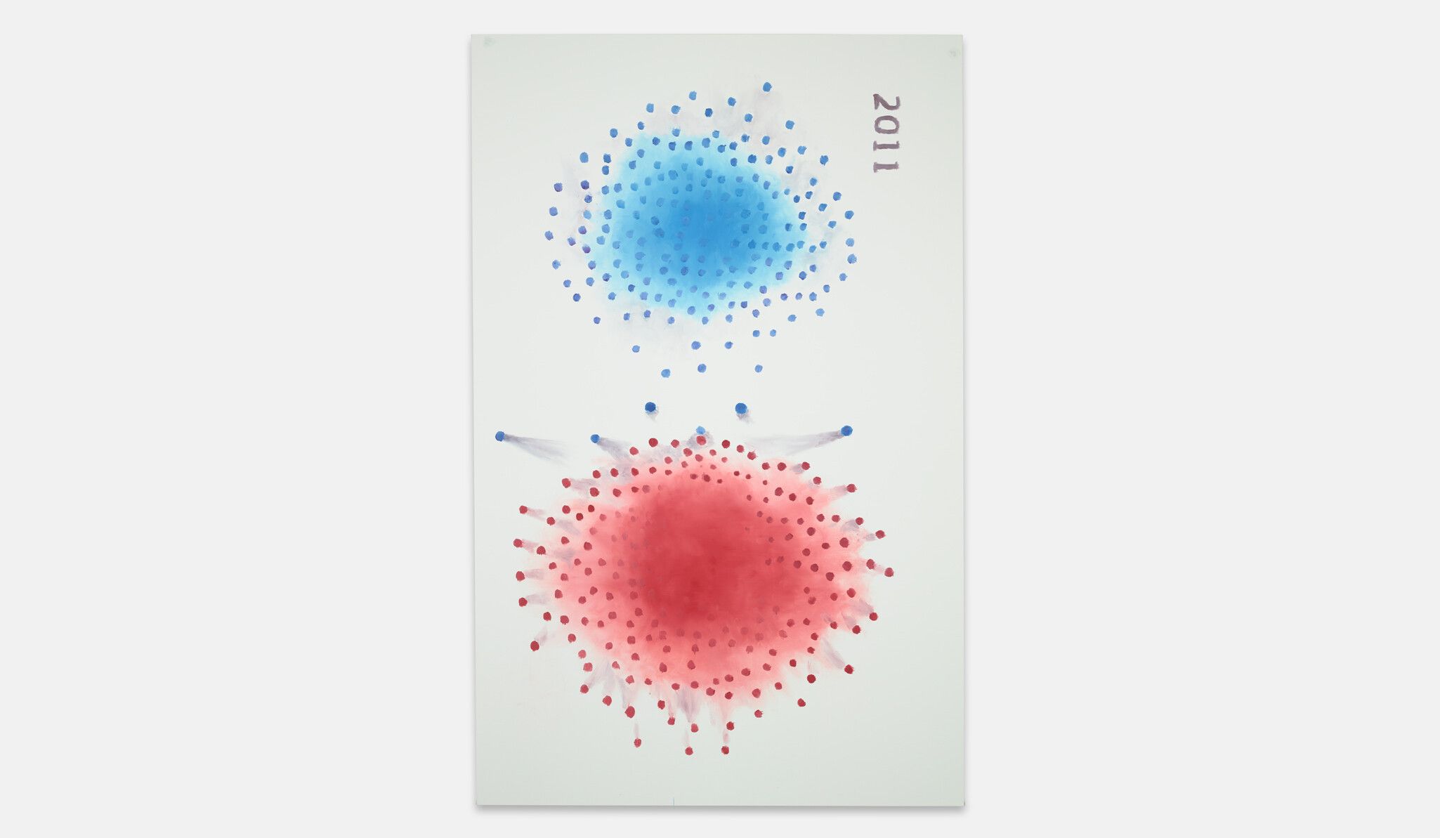A painting by Luc Tuymans titled Polarisation - Based on a data visualization by Mauro Martino, dated 2021
