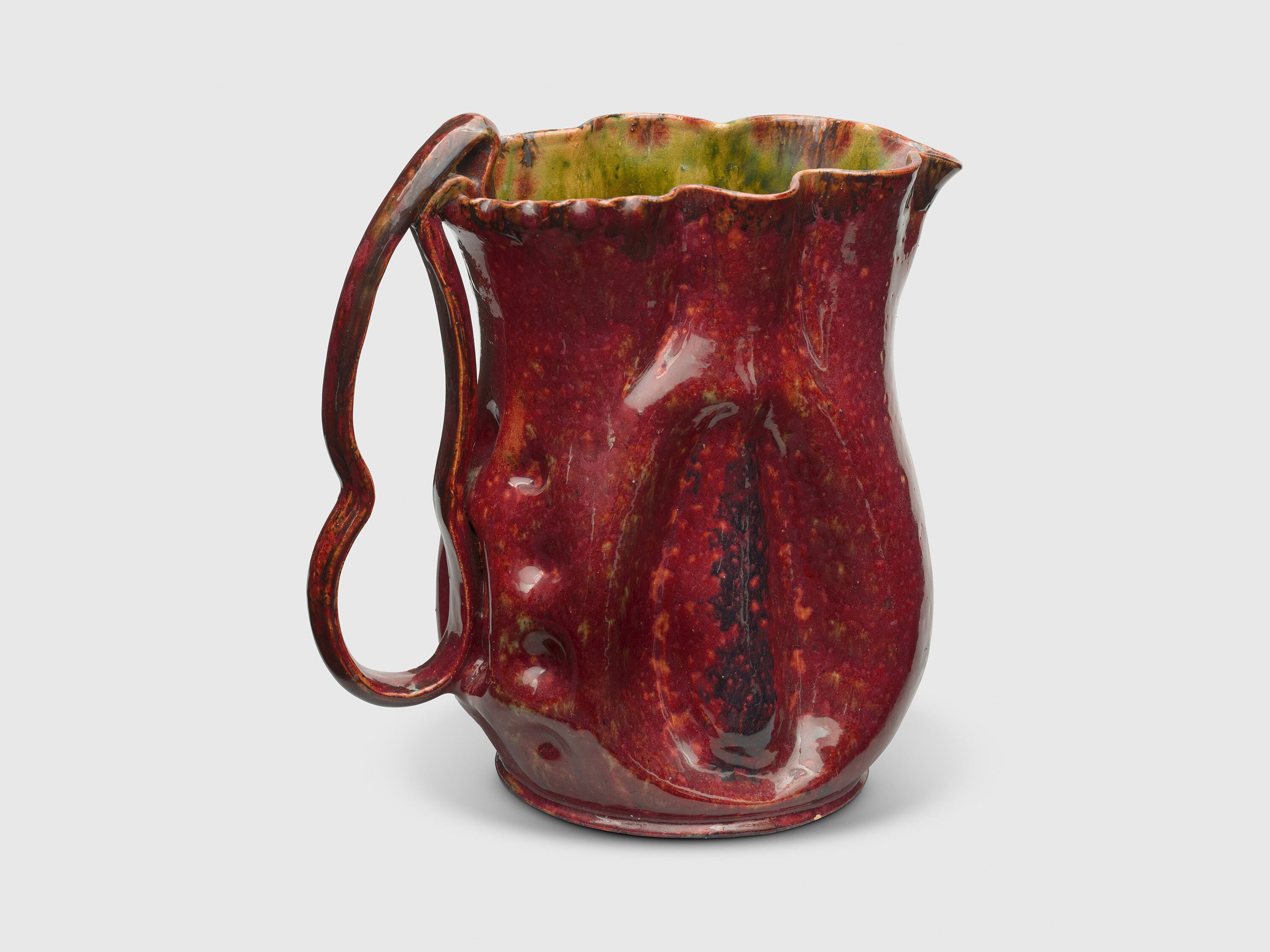 A sculpture by George Ohr, titled Pitcher, dated 1898 to 1900.