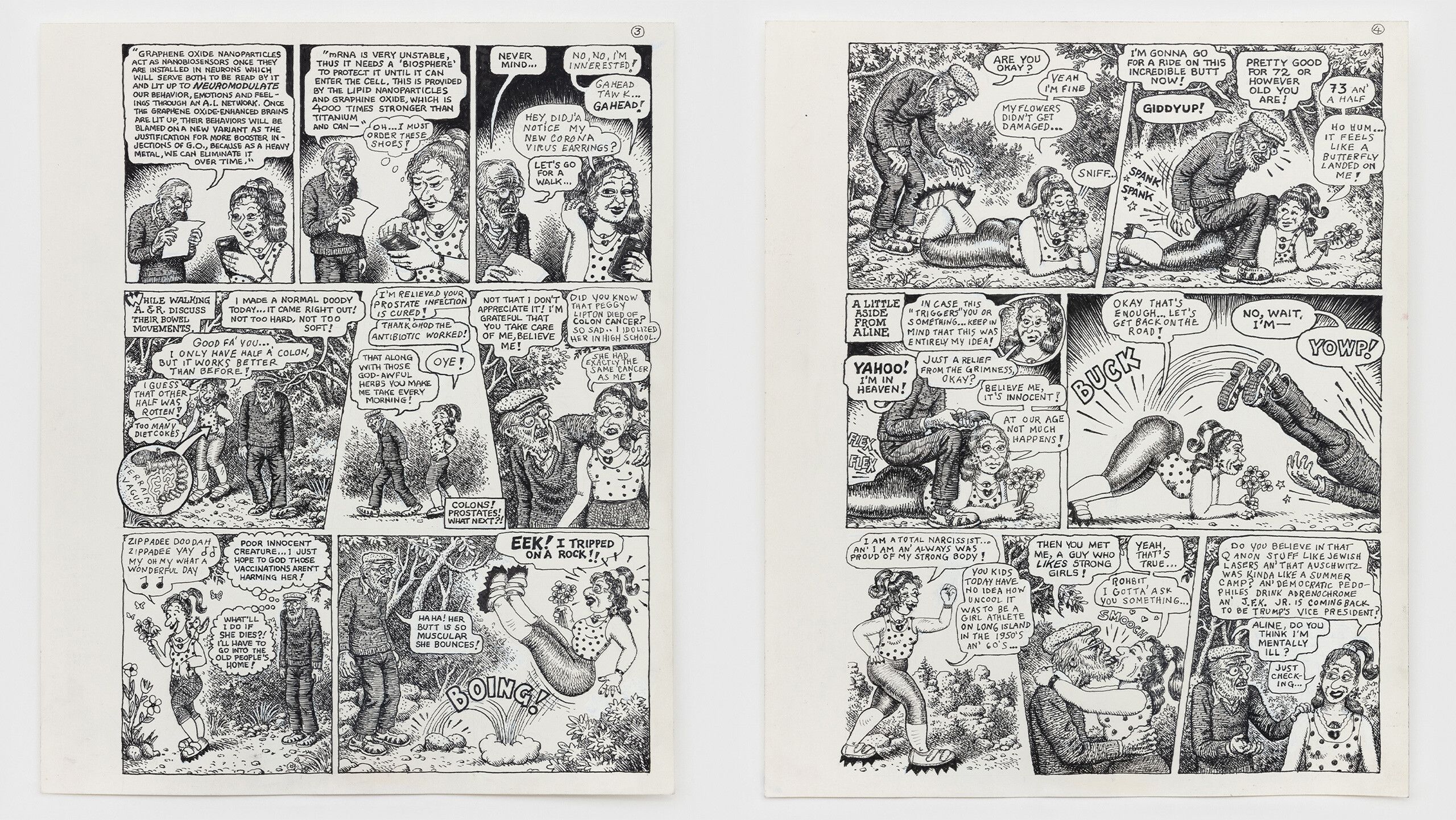 Details from Crumb Family Covid Exposé by Aline Kominsky-Crumb and R. Crumb dated 2021