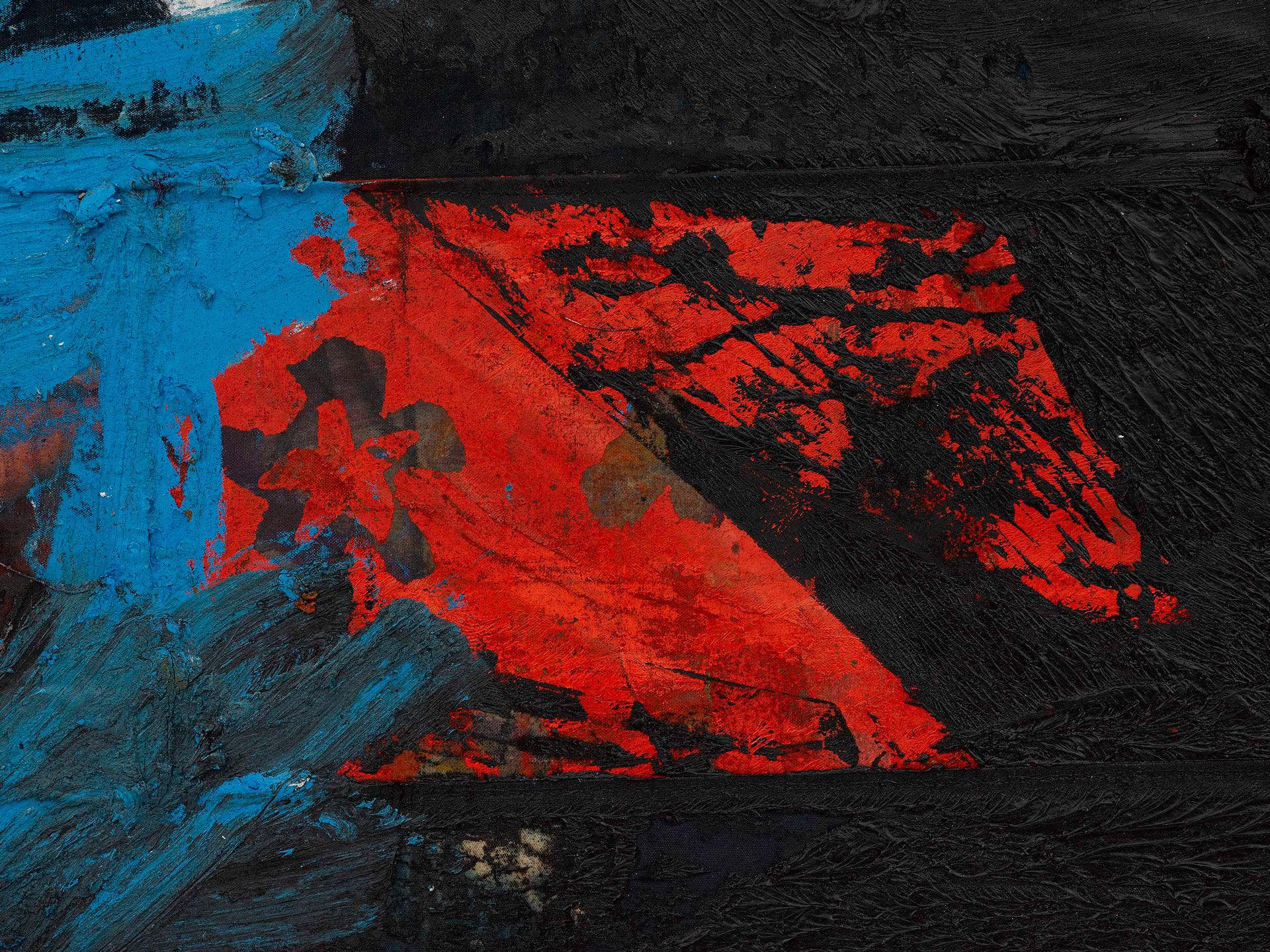 Detail a painting by Oscar Murillo, titled manifestation, dated 2019 to 2020.
