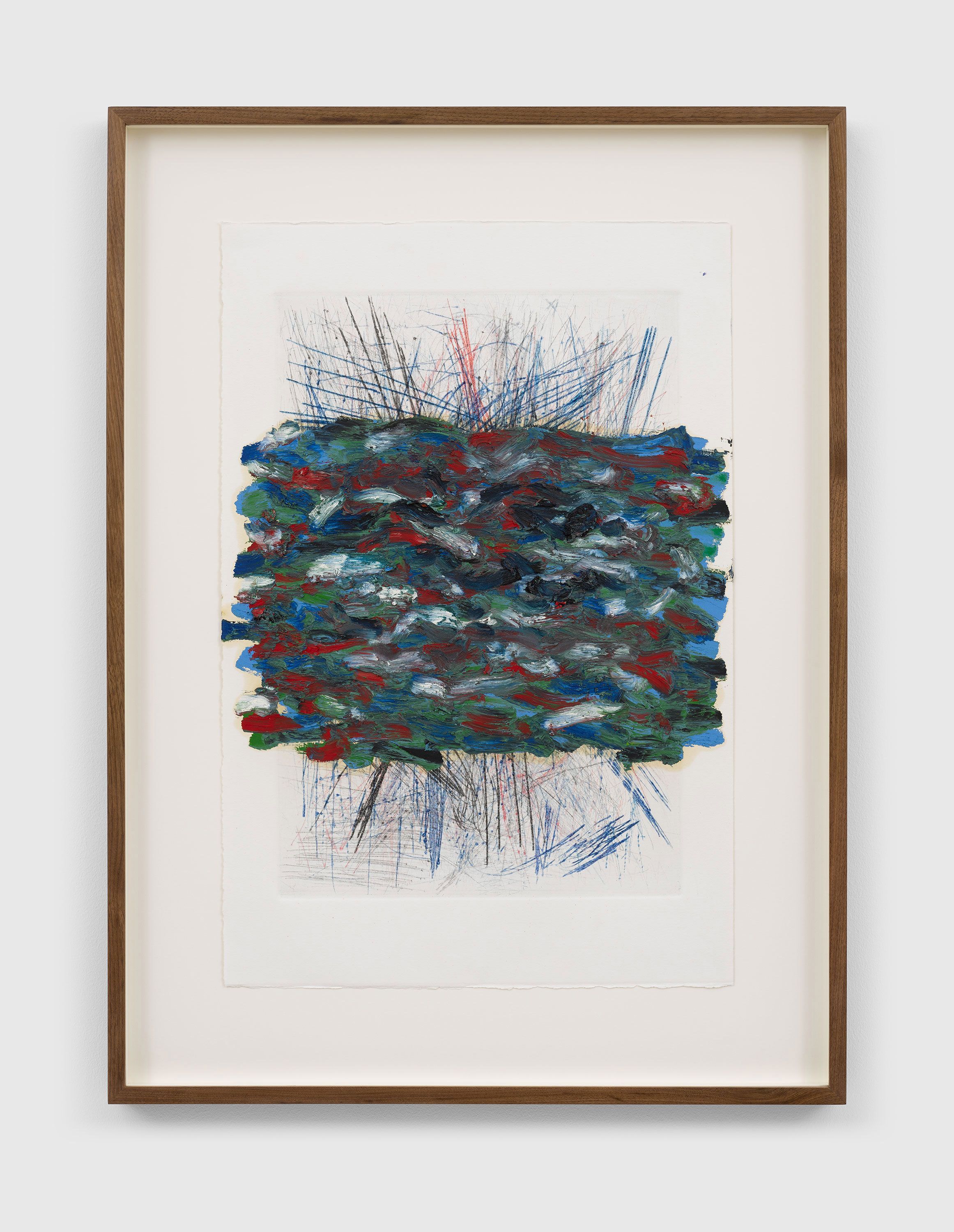A mixed media work on paper by Oscar Murillo, titled surge (poetics of flight), dated 2021.