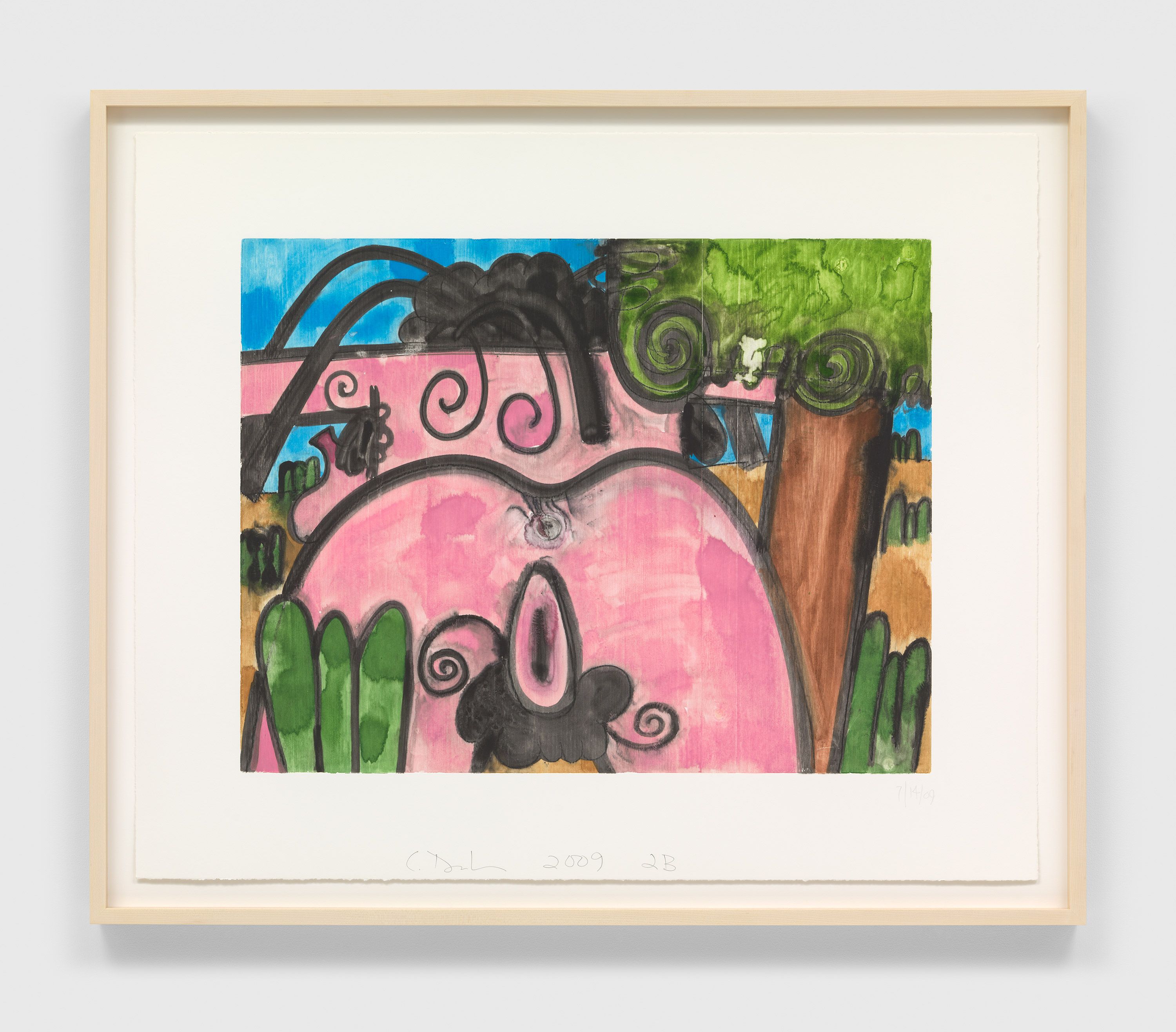 A mixed media artwork by Carroll Dunham, titled Untitled (2B), dated 2009.
