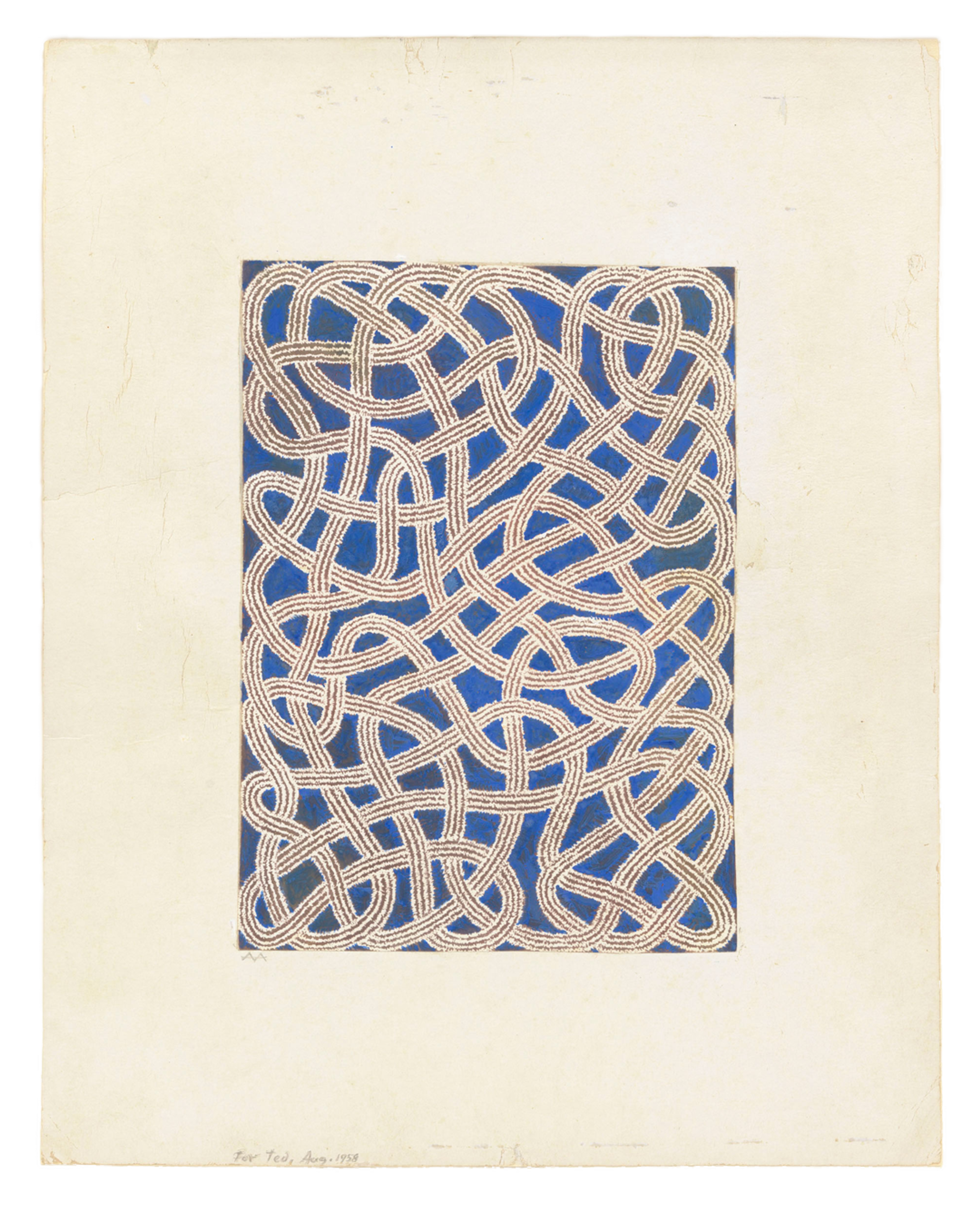 A multimedia work on paper by Anni Albers, titled Drawing for Nylon Rug, dated 1958.