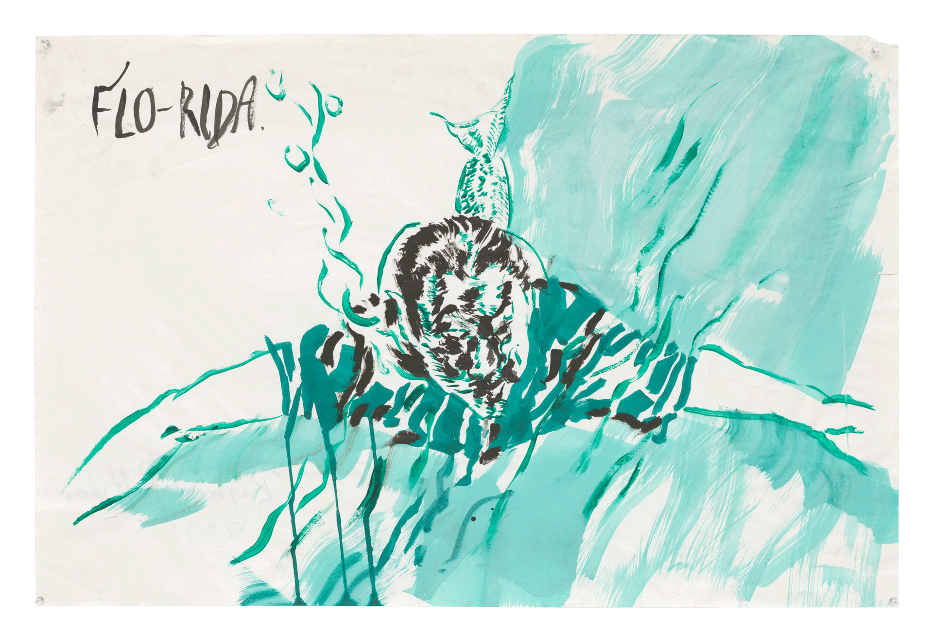 A work on paper by Raymond Pettibon titled No Title (Flo-rida.) dated 2019.