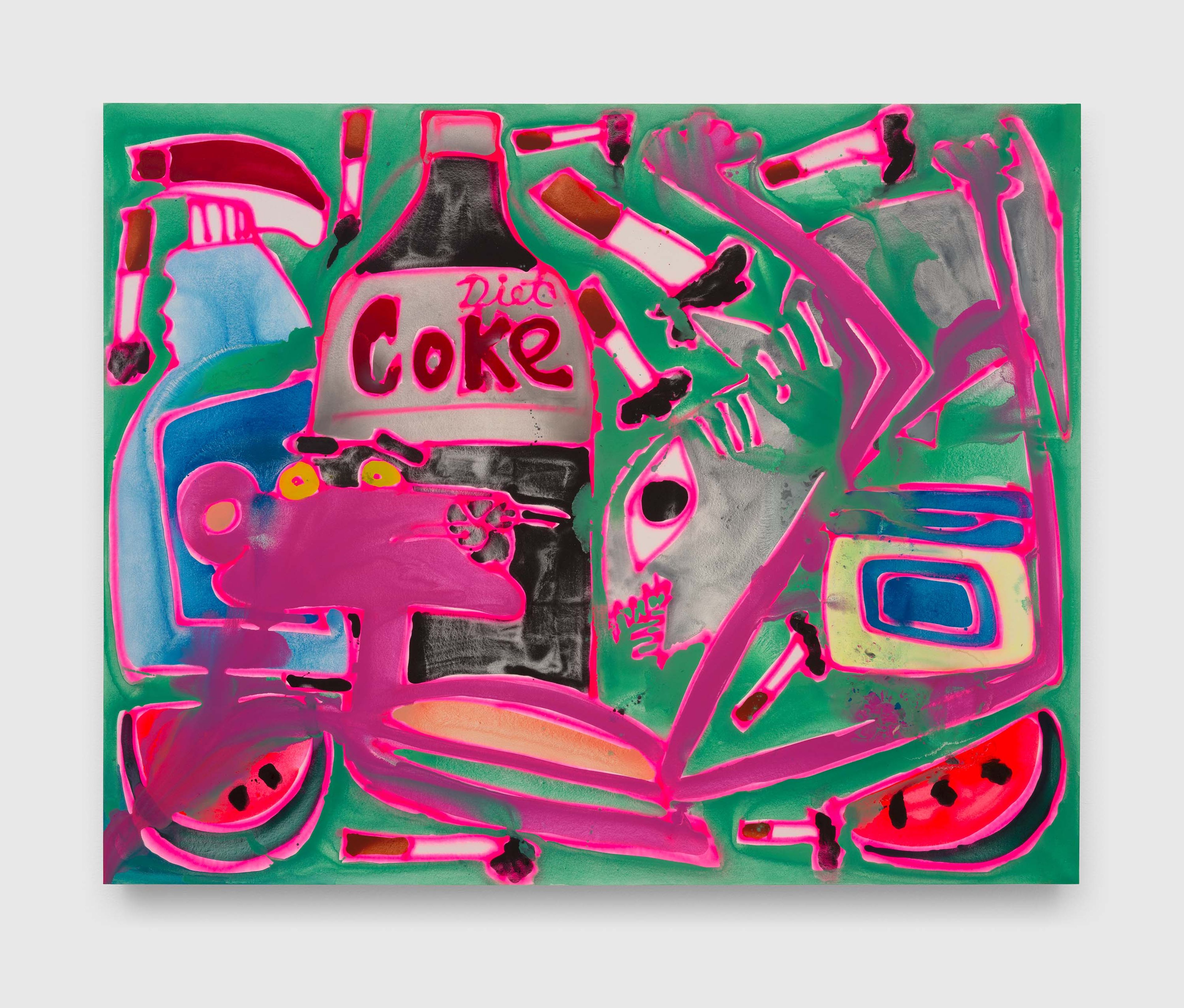 A painting by Katherine Bernhardt, titled Aquarium, dated 2025.