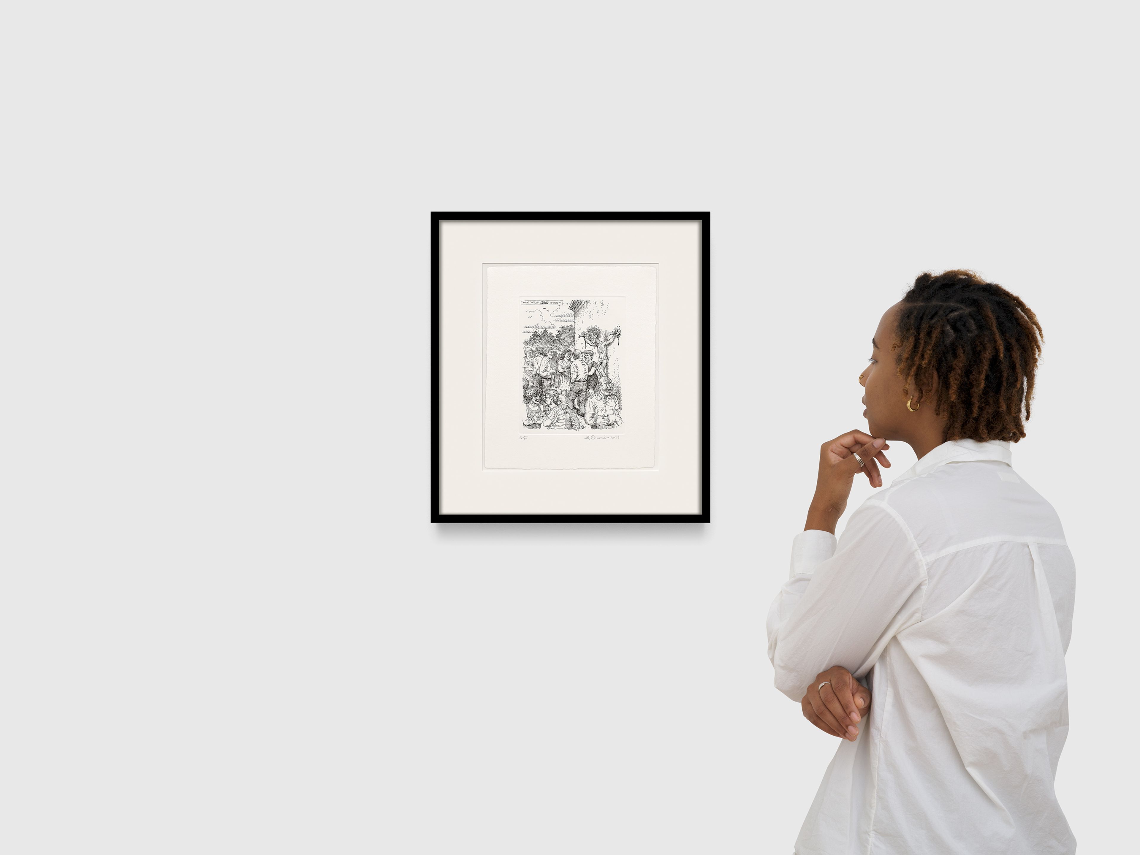 A work on paper by R. Crumb, titled I'm Dying Up Here, dated 2023.