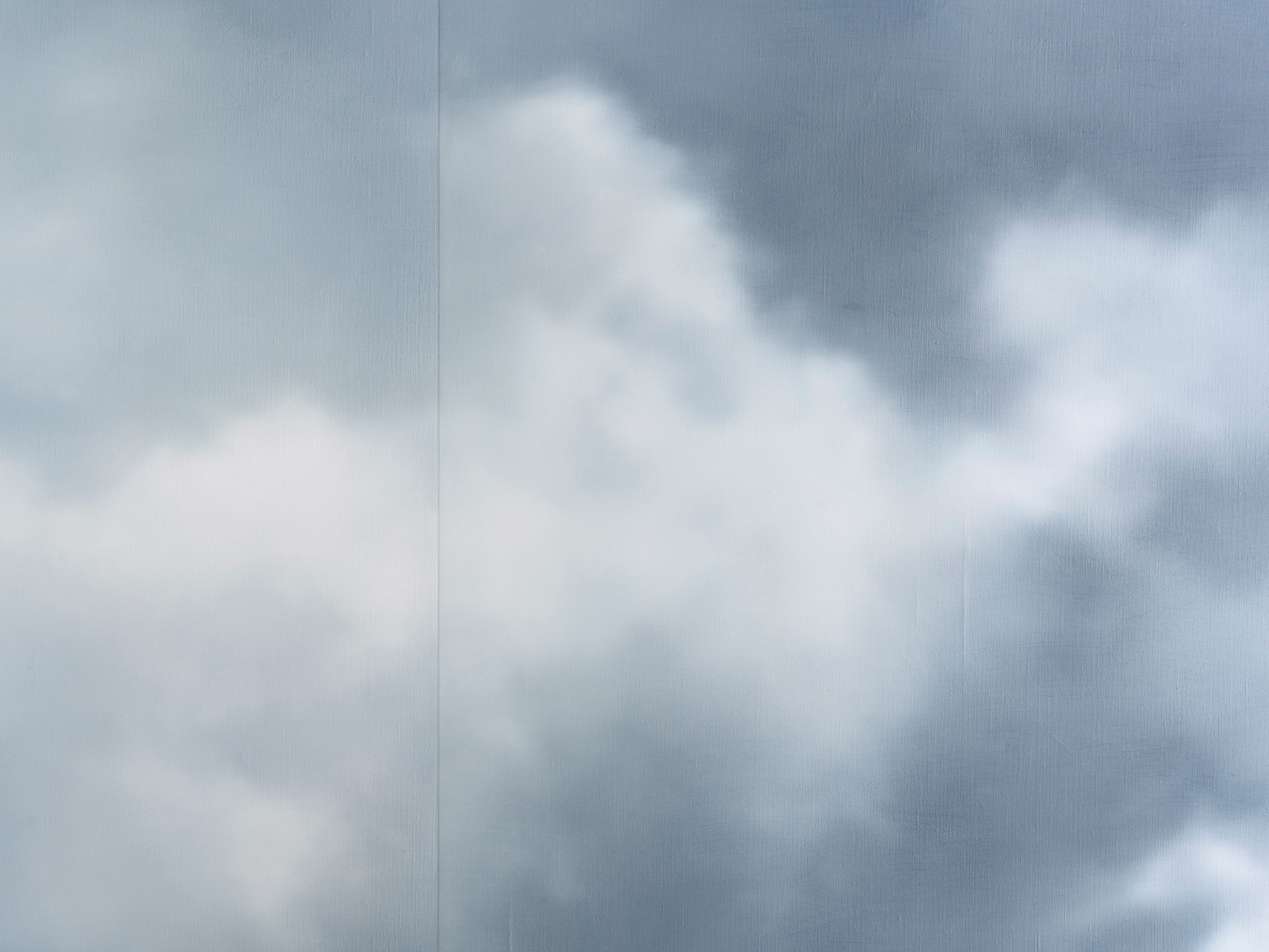 A detail from a 3-part print by Gerhard Richter, titled Wolken (blau) (Clouds [Blue]), dated 2025.