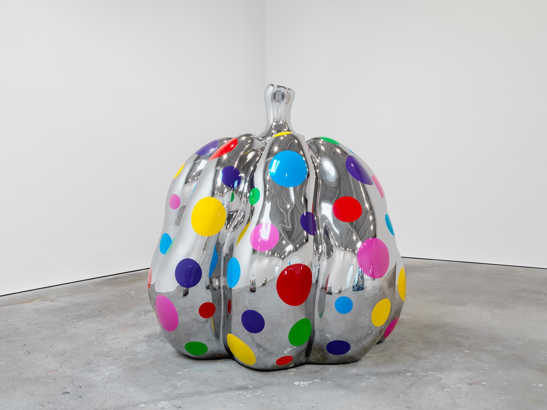 A sculpture by Yayoi Kusama, titled PUMPKIN, dated 2015.