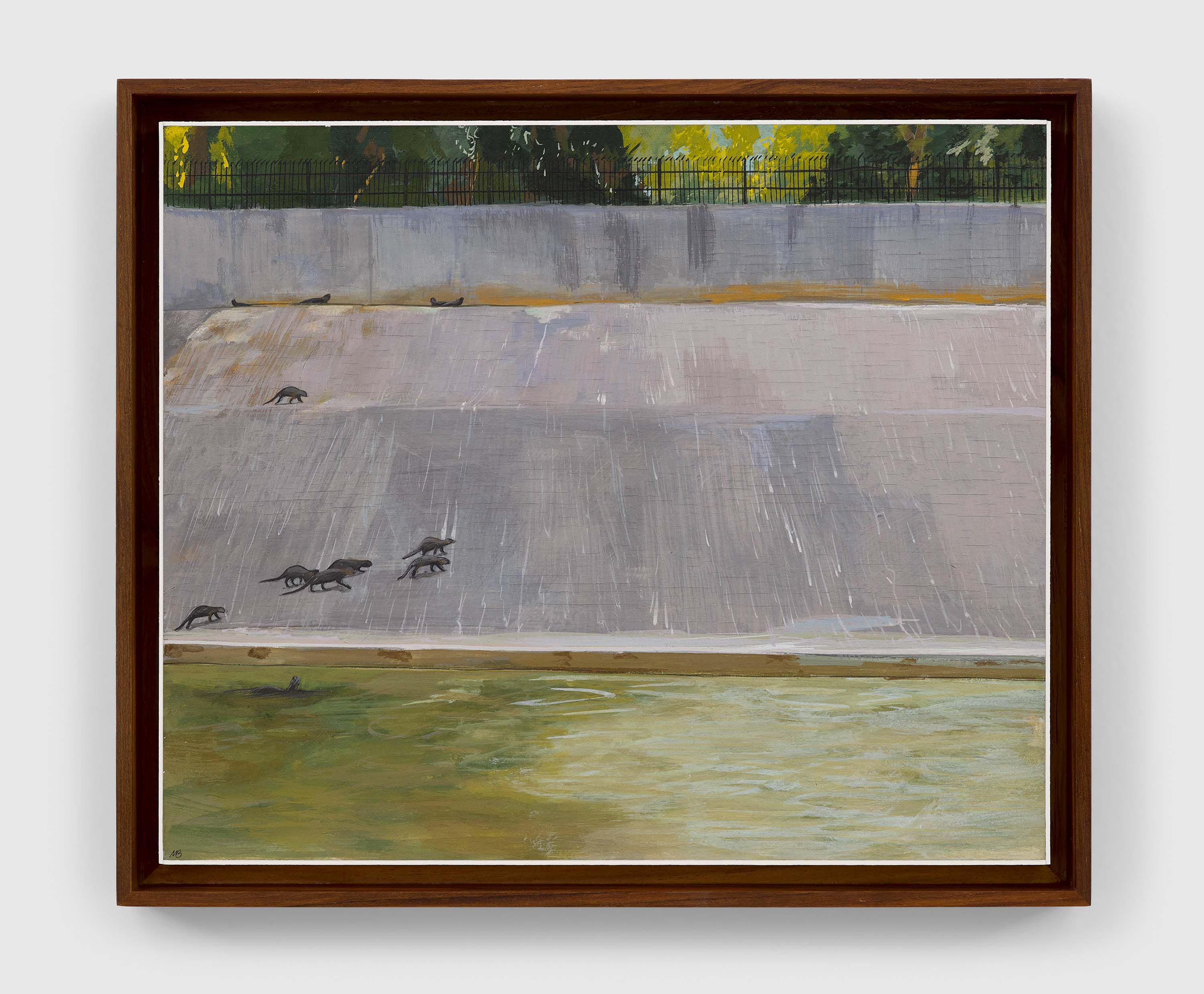 A casein on board painting by Mahesh Baliga, titled Smooth coated Otter, dated 2022.