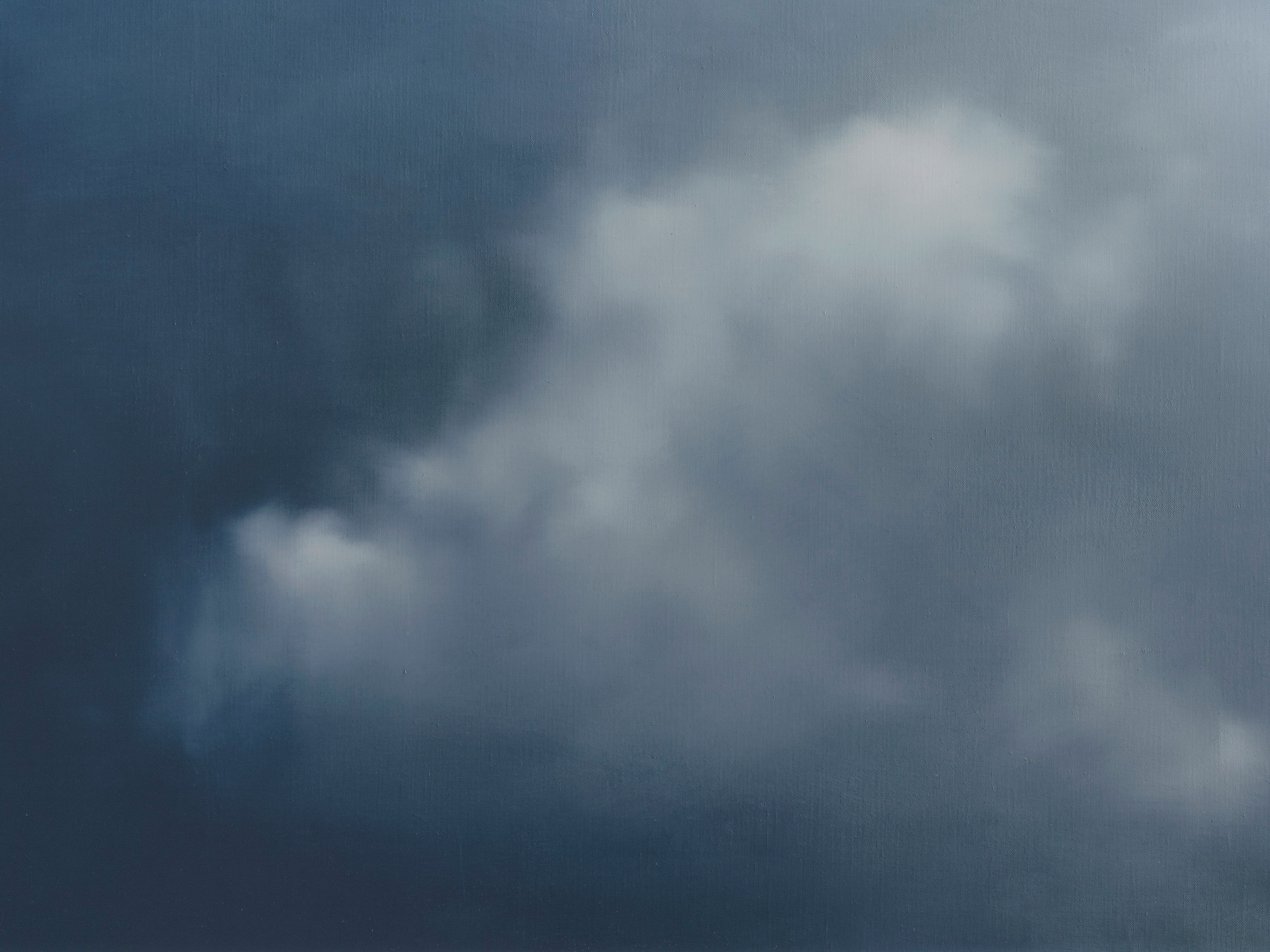 A detail from a 3-part print by Gerhard Richter, titled Wolken (blau) (Clouds [Blue]), dated 2025.